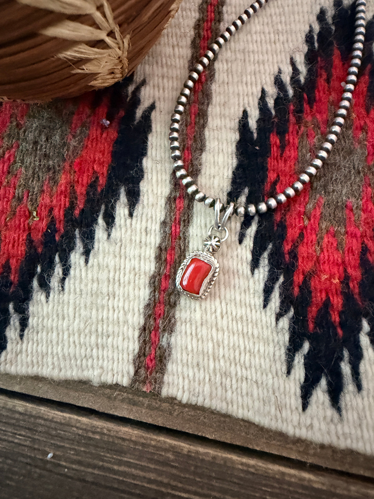 Handcrafted Sterling Silver & Coral Pendant
