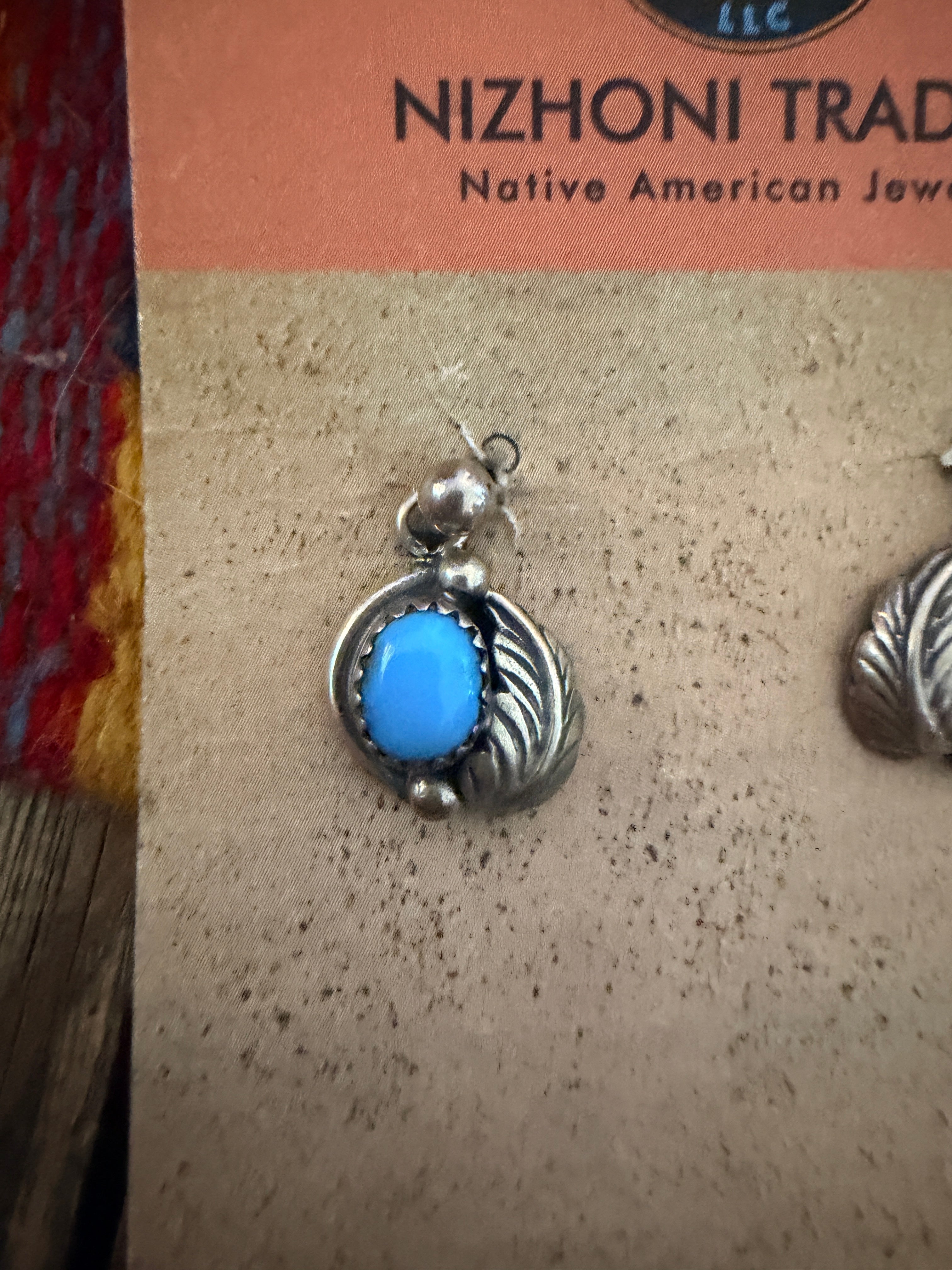 Old Pawn Handcrafted Sterling Silver & Turquoise Dangle Earrings