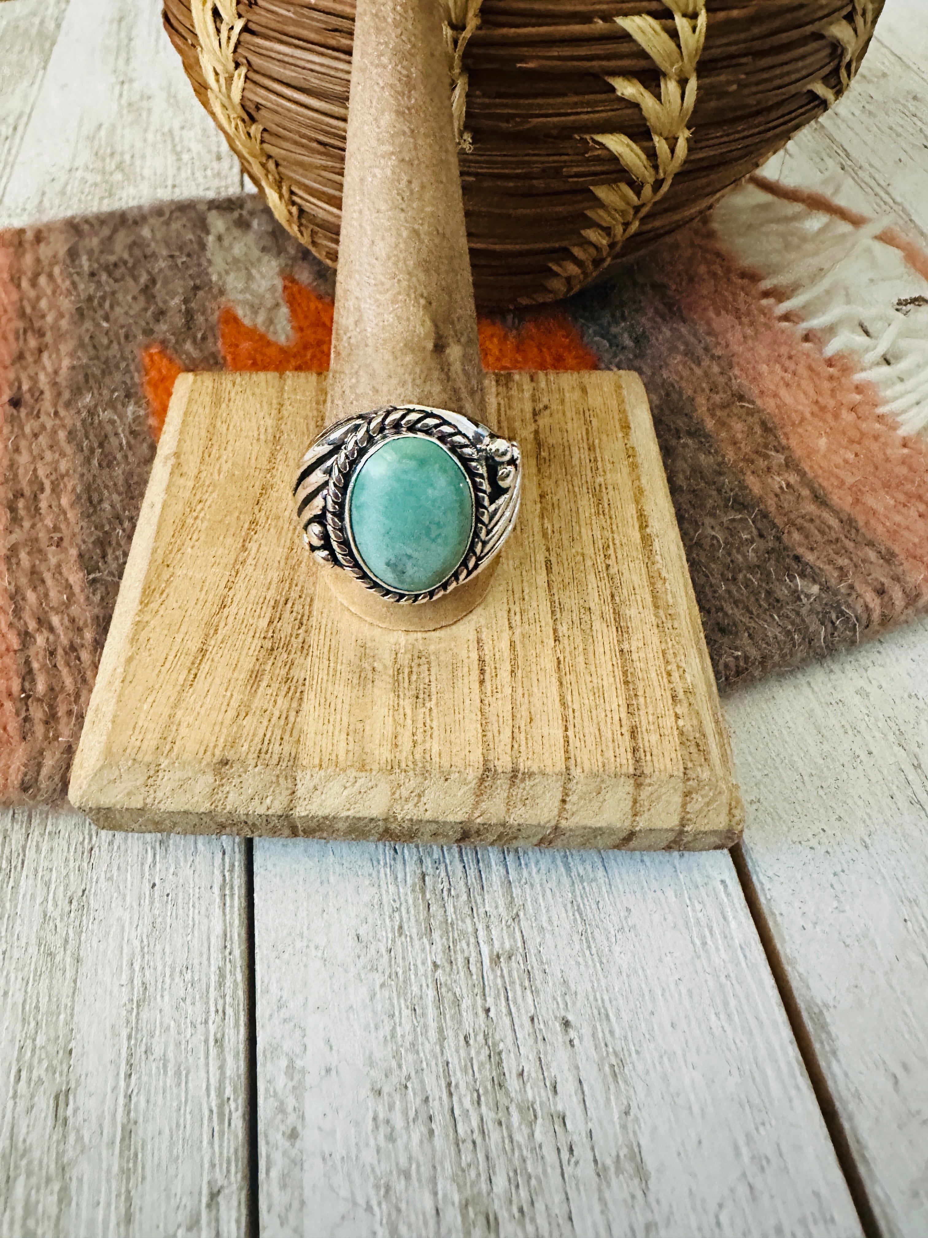 Navajo Turquoise & Sterling Silver Ring Size 11.5