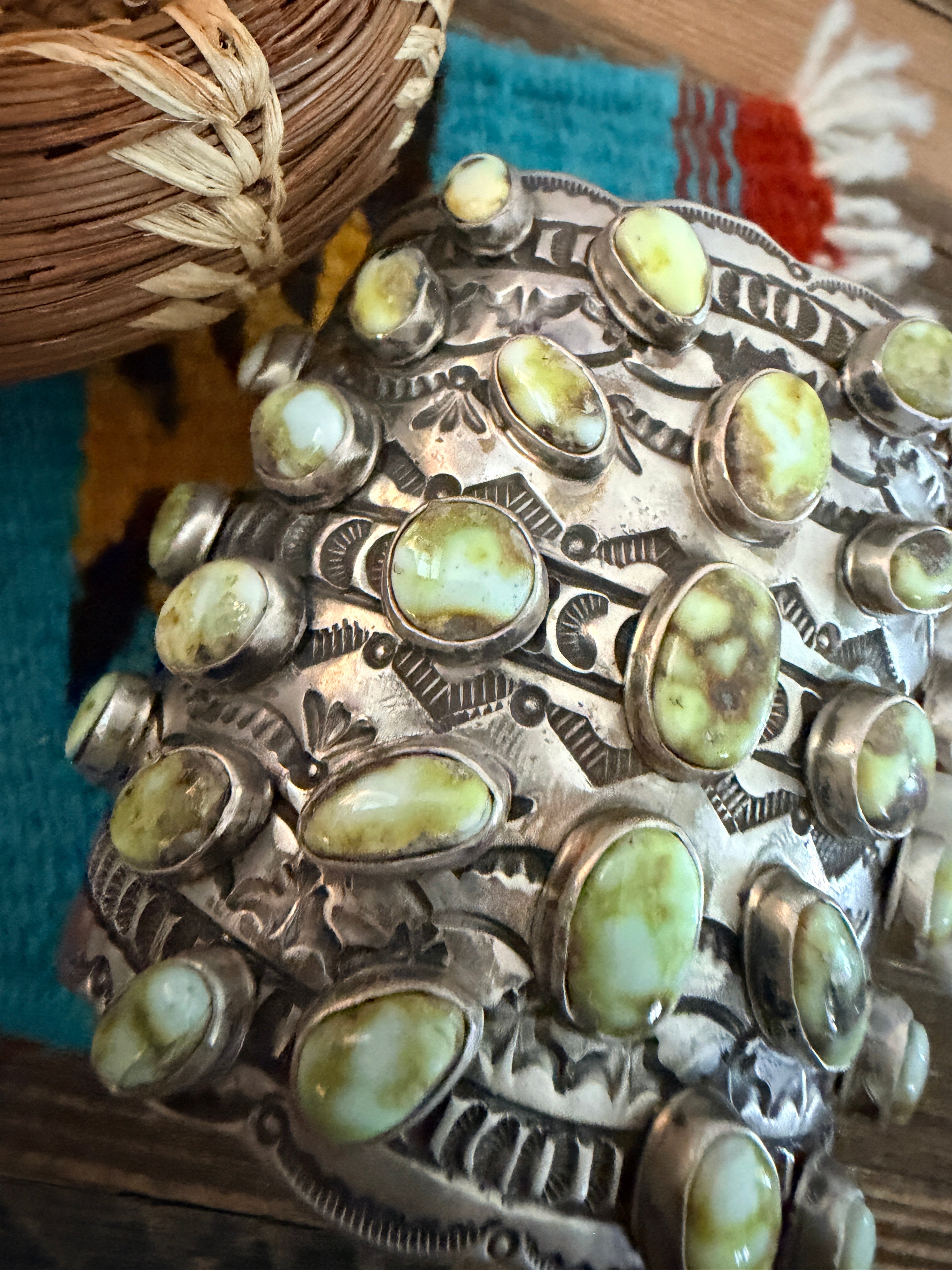 Handcrafted Palomino Turquoise & Sterling Silver Cuff Bracelet by Leroy James