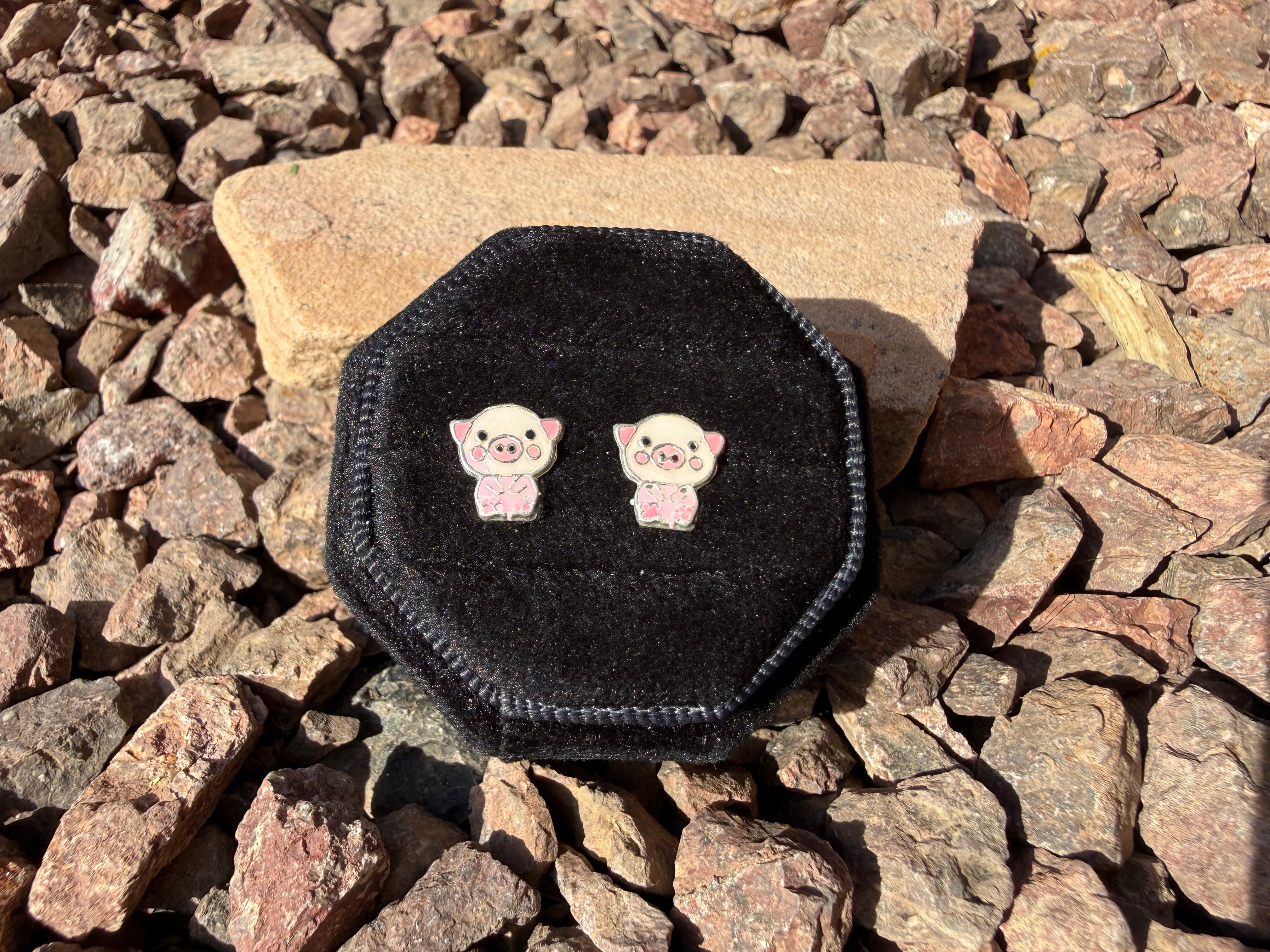 Pig Sterling Silver Stud Earrings