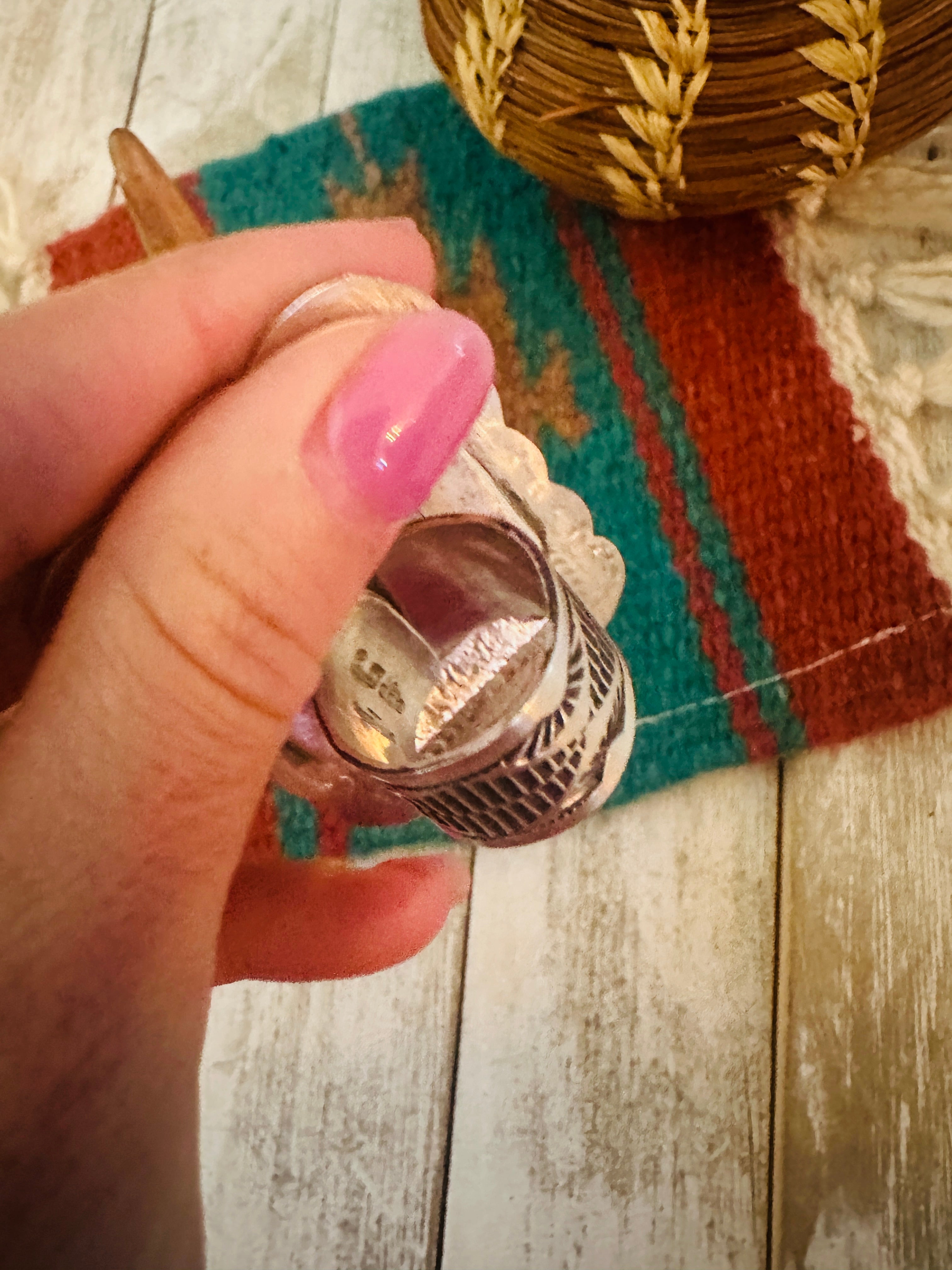 Navajo Sterling Silver Adjustable Concho Ring by Leander Tahe