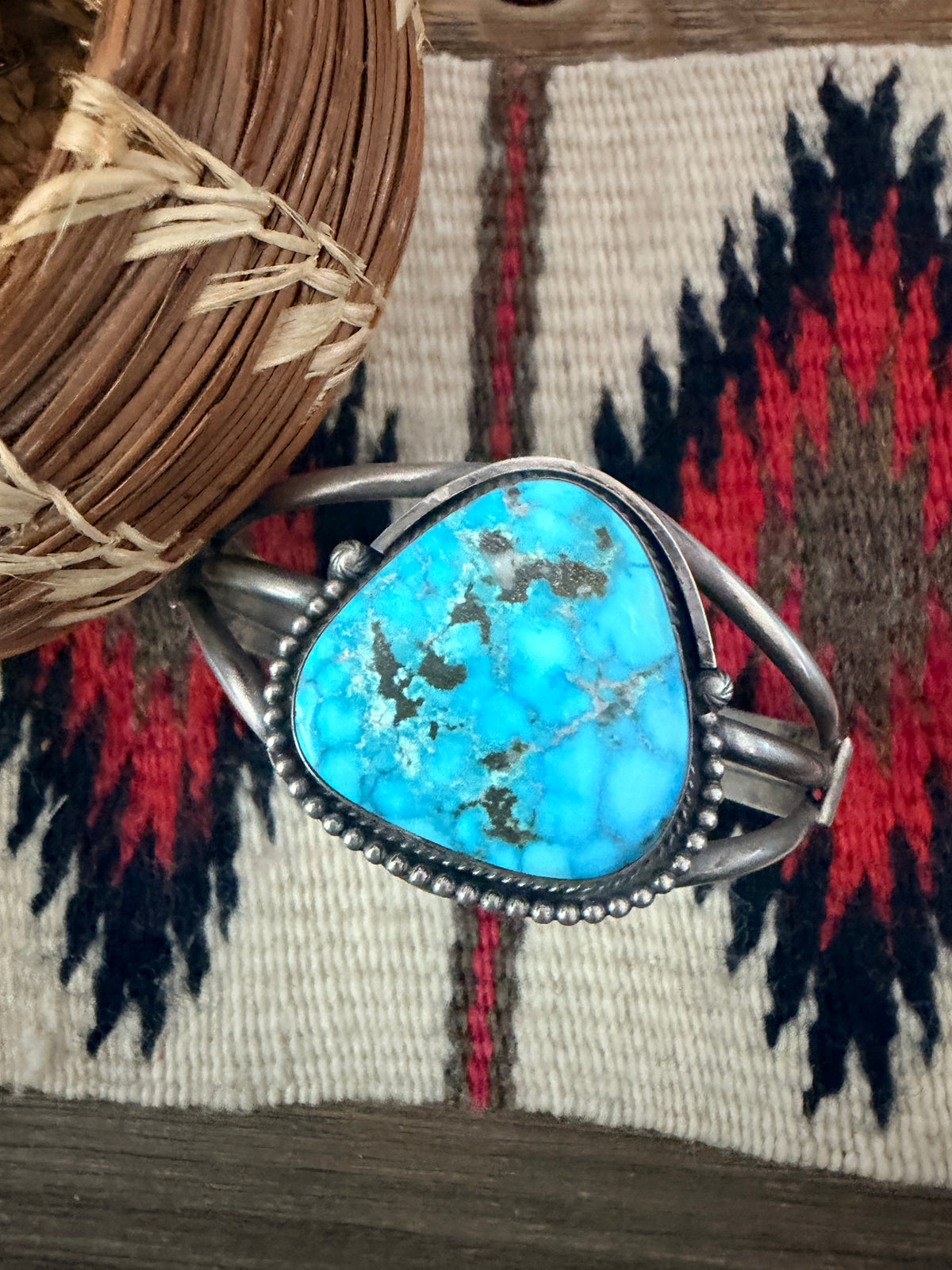 Handcrafted Turquoise & Sterling Silver Cuff Bracelet by Sheila Becenti