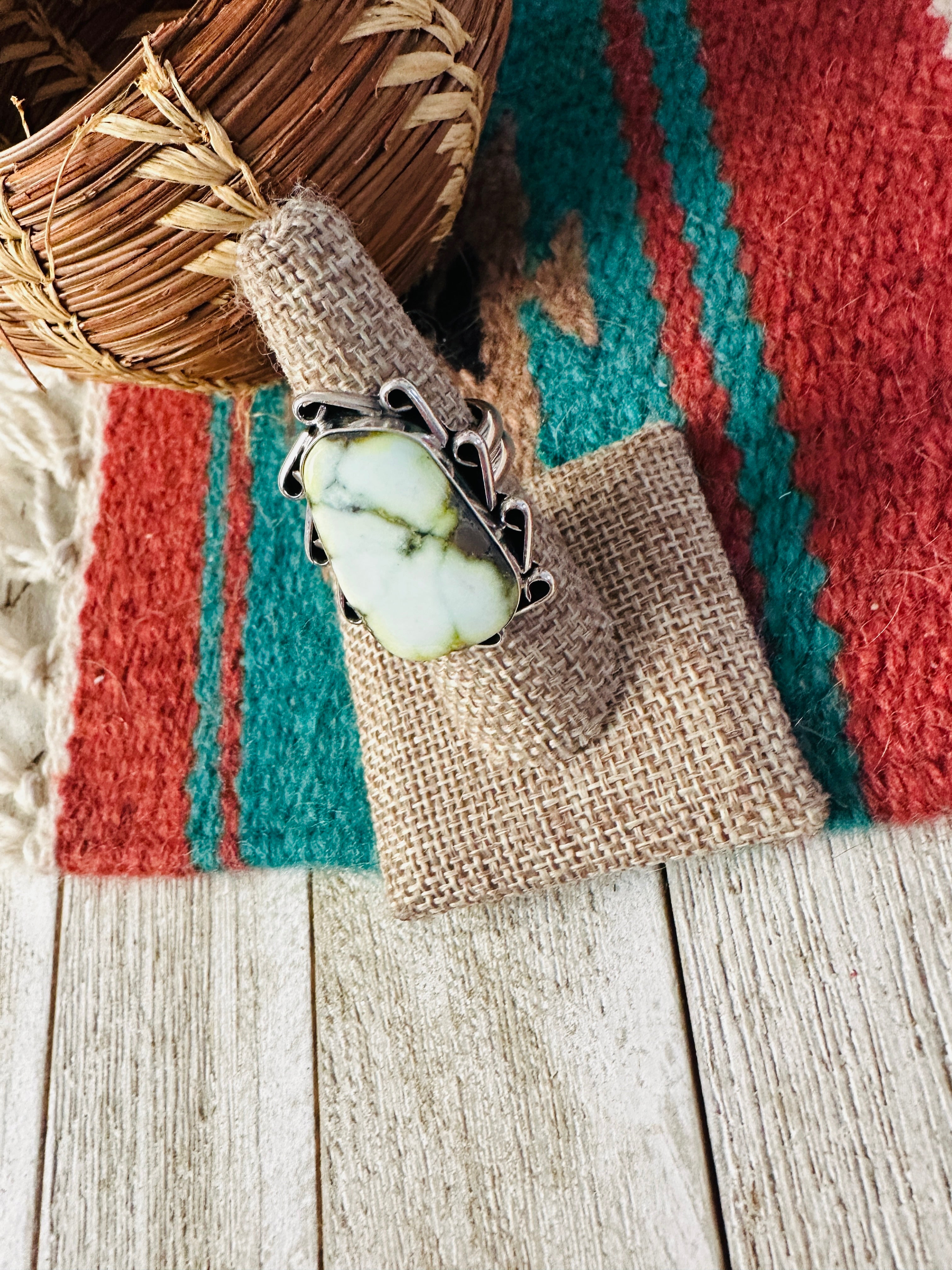 Handcrafted Palomino Turquoise & Sterling Silver Ring size 7