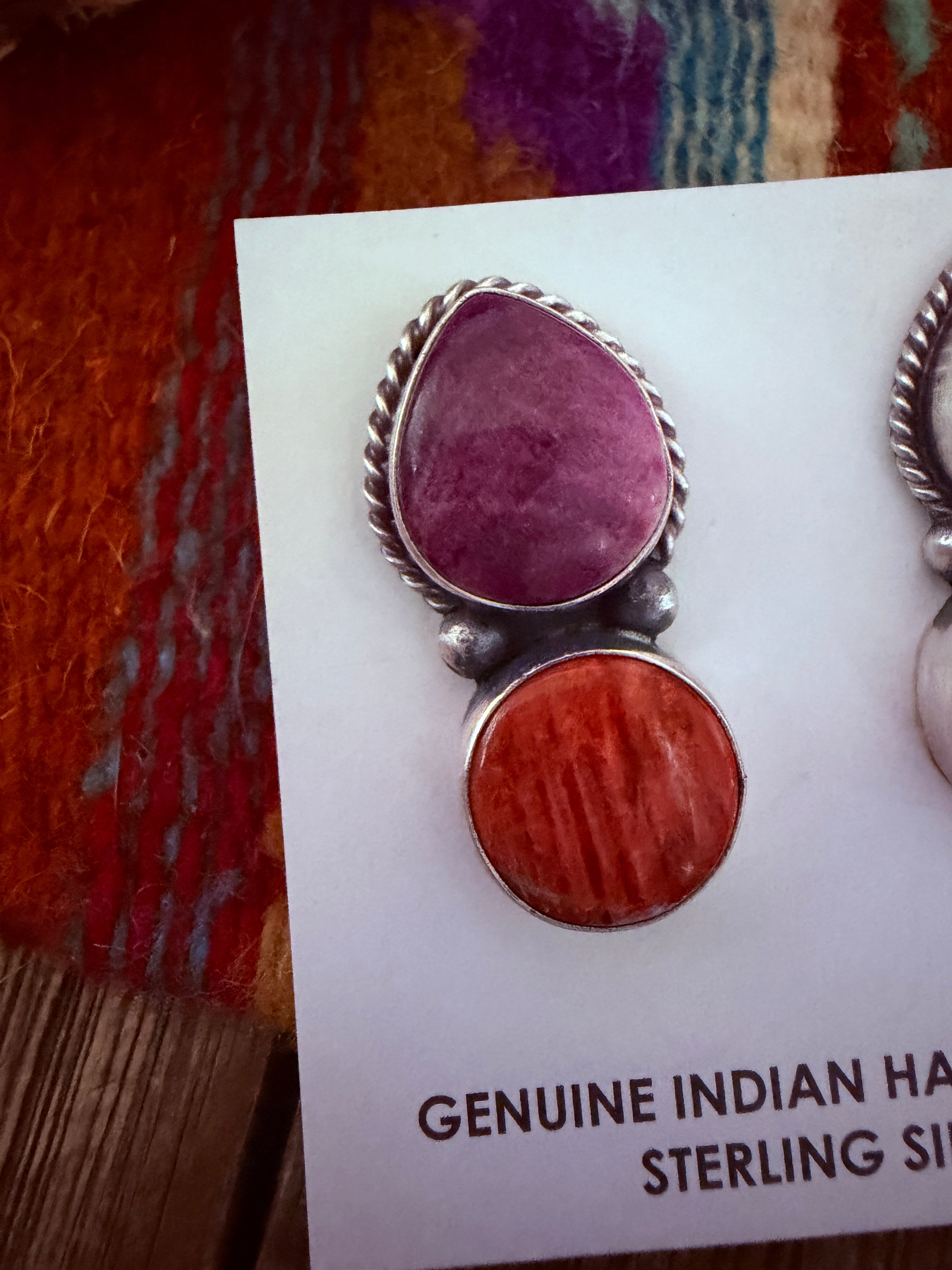 Handcrafted Spiny and Sterling Silver Dangle Earrings by Hiram Largo