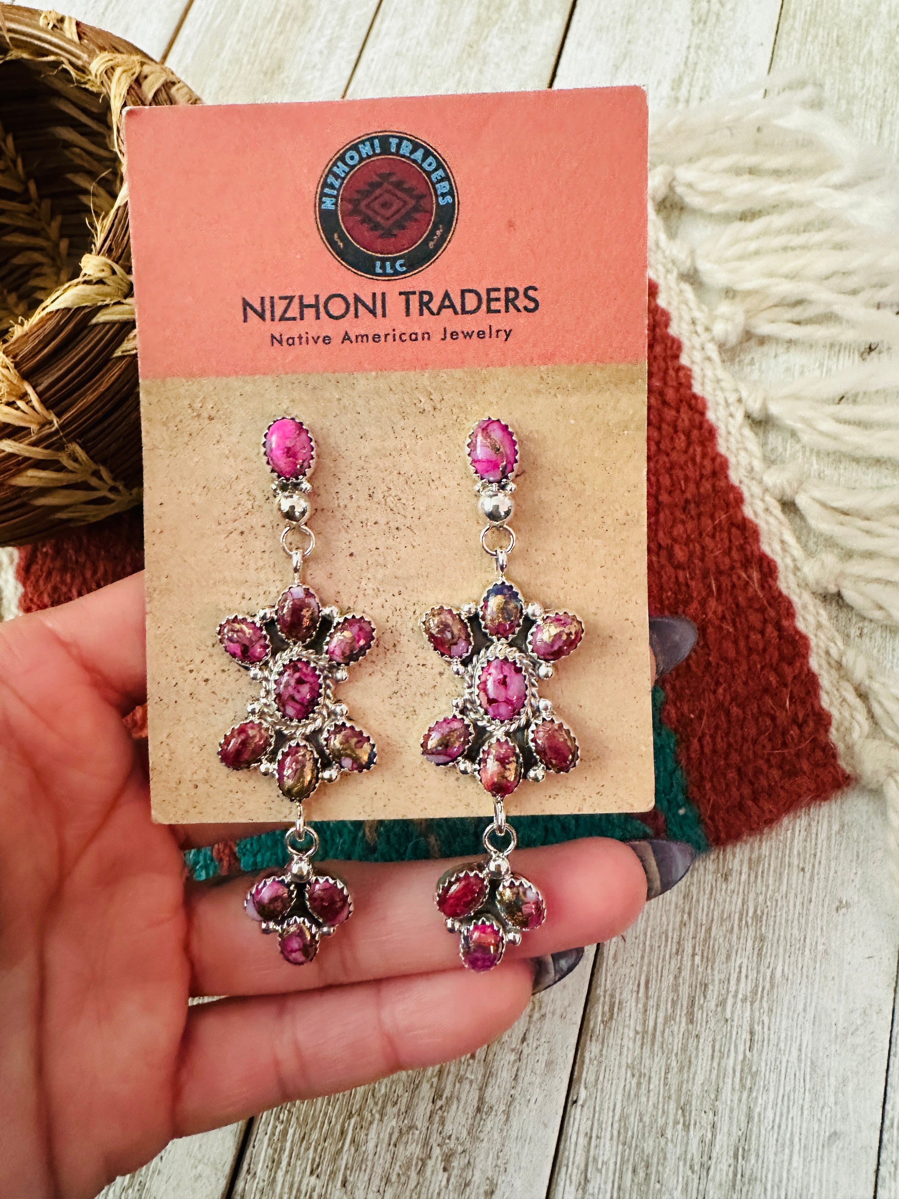 Handcrafted Pink Dream Mojave & Sterling Silver Dangle Earrings