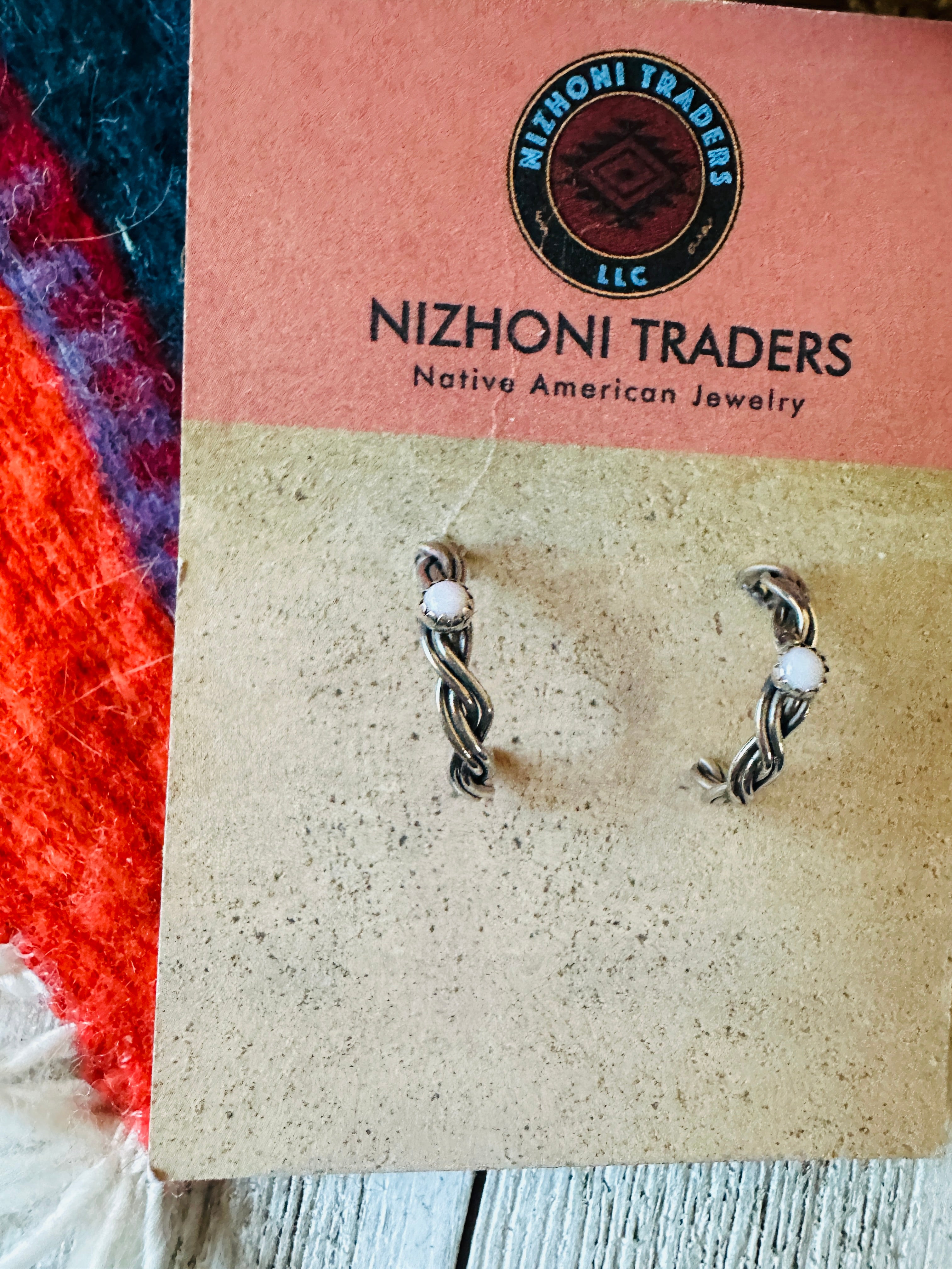 Navajo Queen Pink Conch & Sterling Silver Hoop Earrings