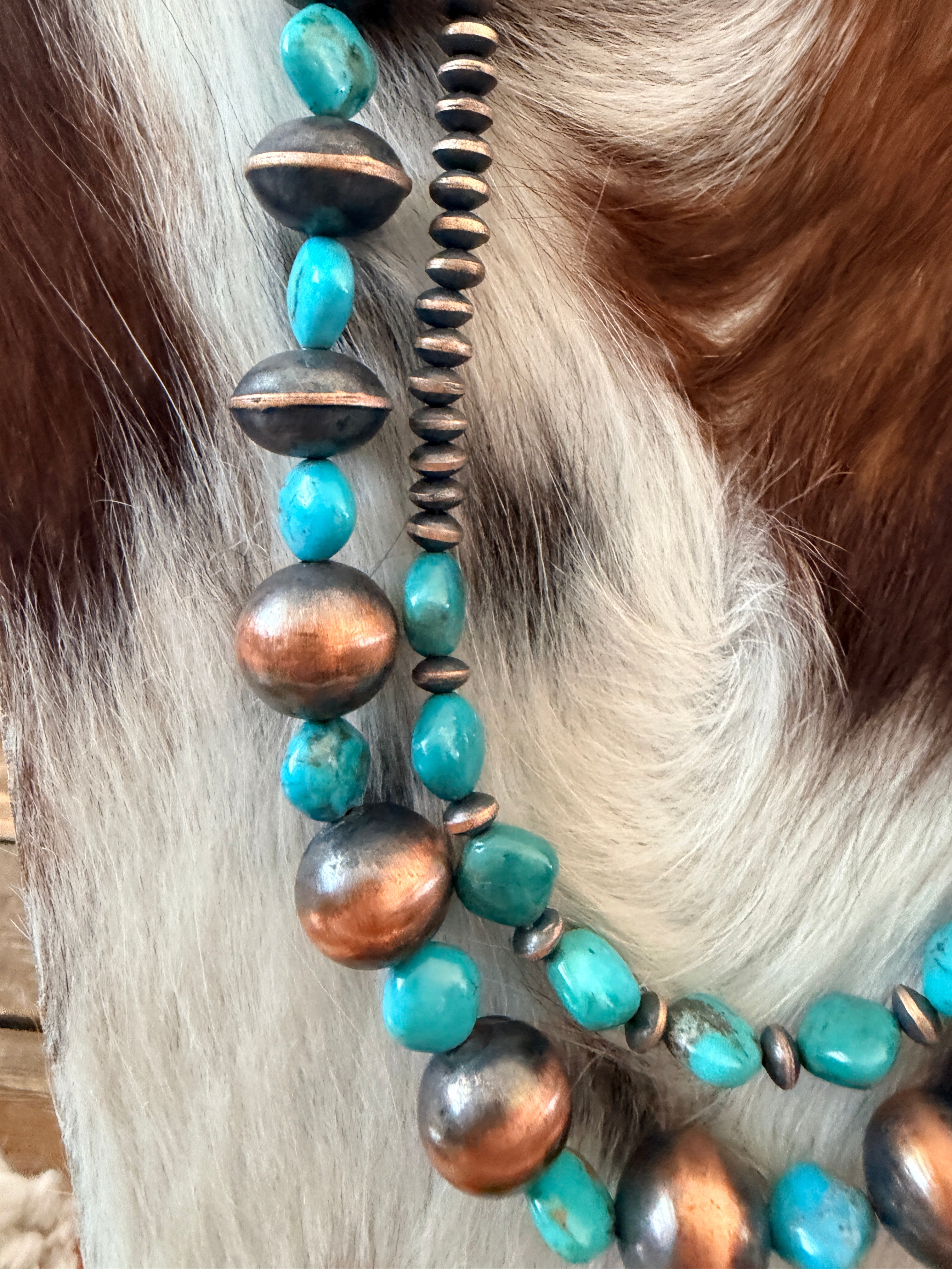 Handcrafted Turquoise & Copper Beaded Necklace Set