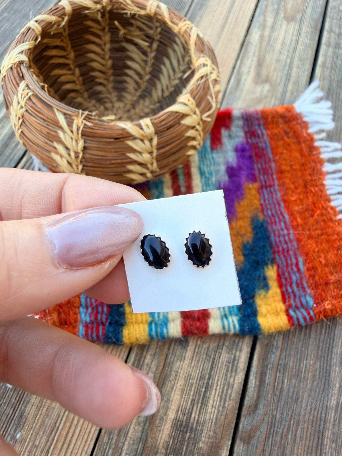 Handcrafted Onyx & Sterling Silver Stud Earrings