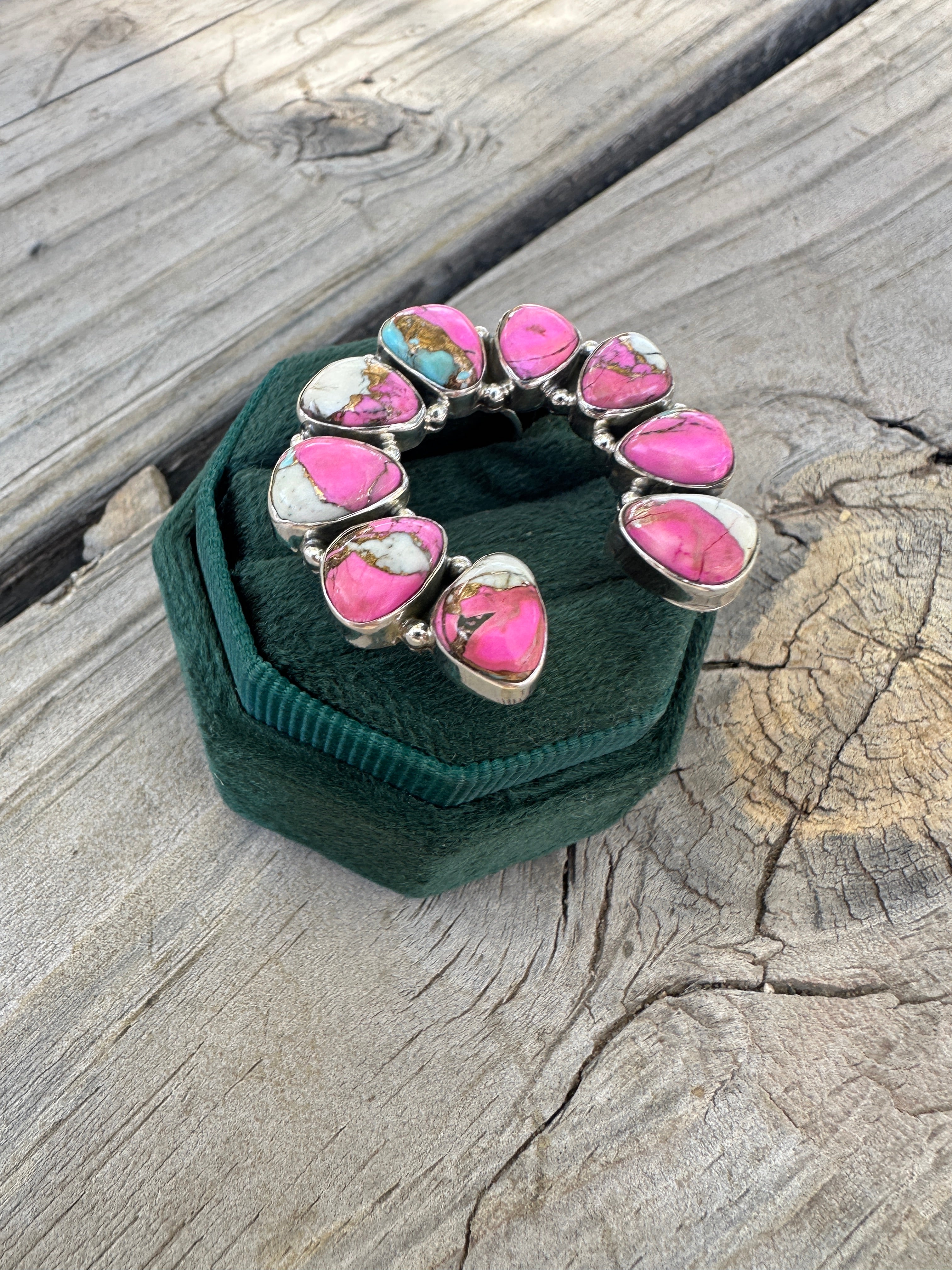 Handmade Cotton Candy Sterling Adjustable Naja Ring