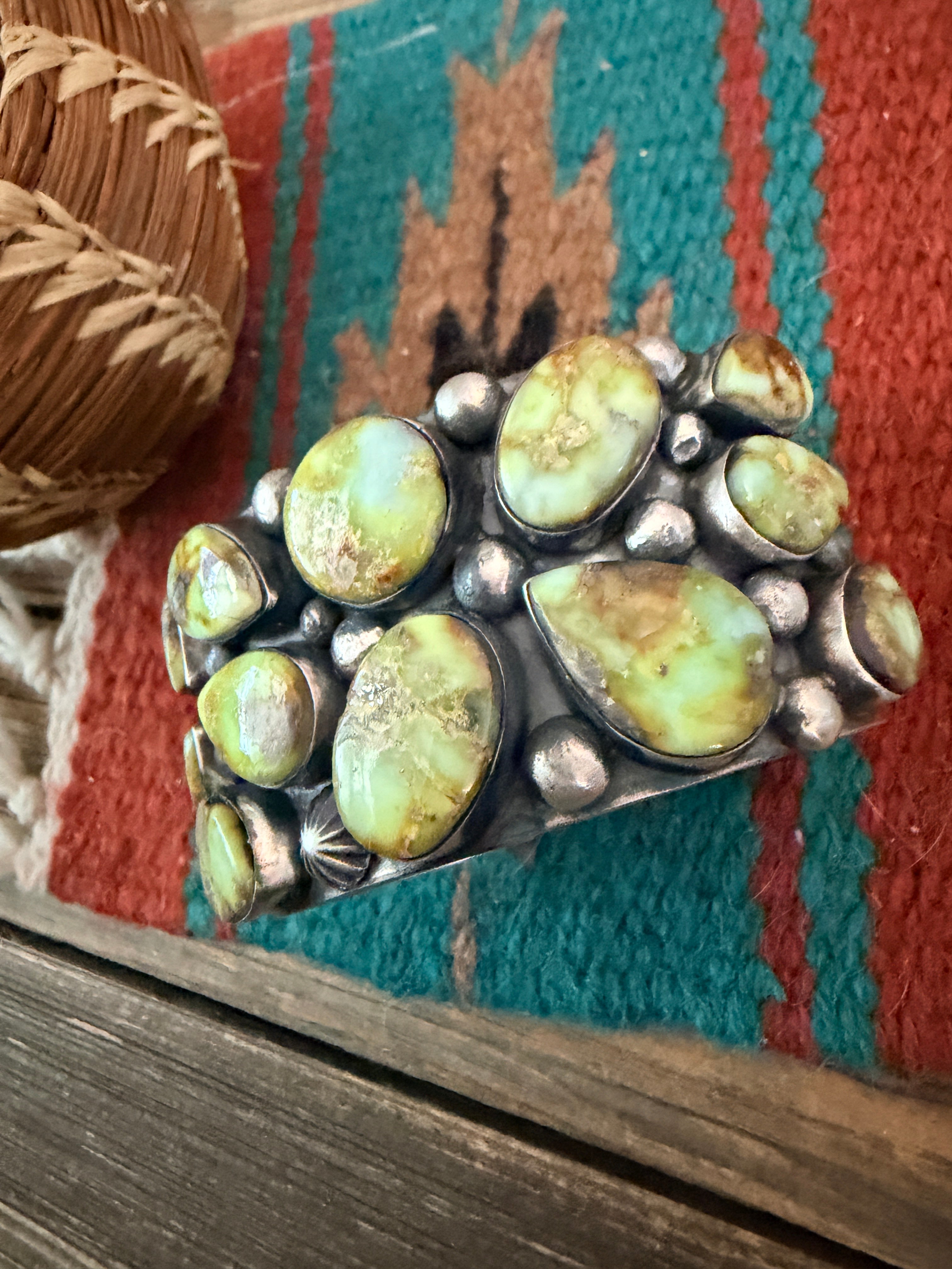 Handcrafted Palomino Turquoise & Sterling Silver Cuff Bracelet by Chimney Butte