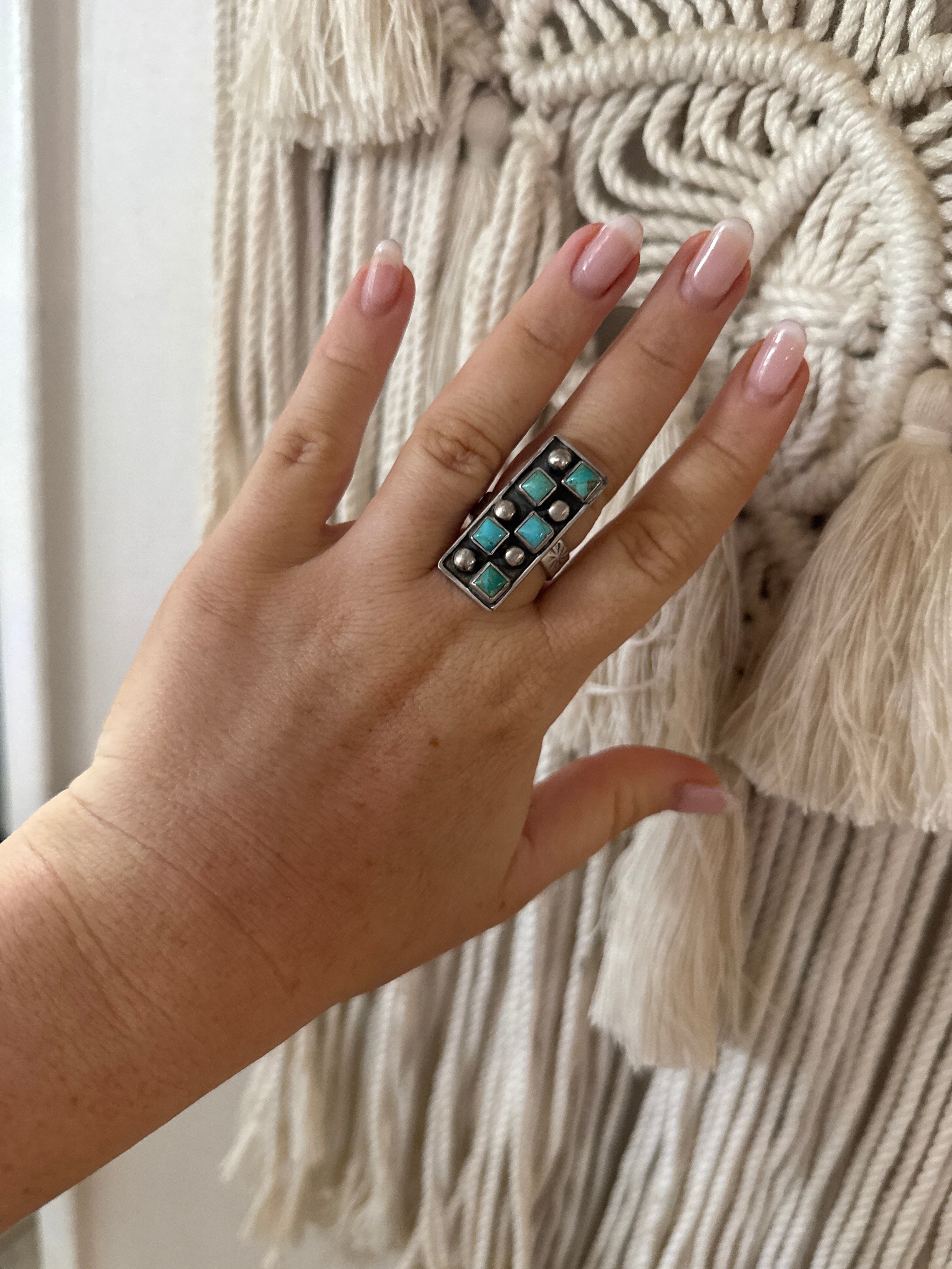 Handmade Adjustable Kingman Turquoise  & Sterling Silver Ring