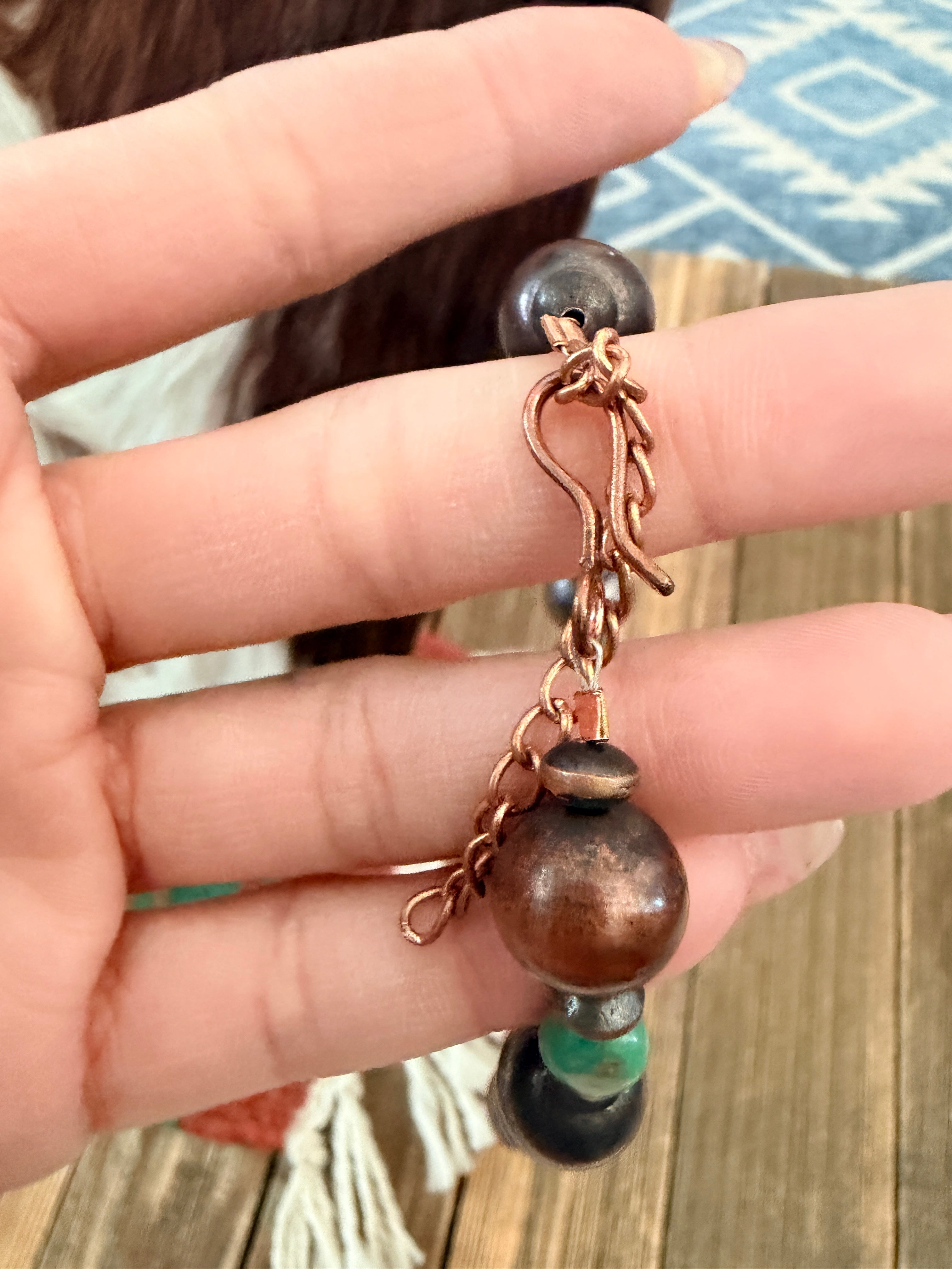 Handcrafted Turquoise & Copper 18” Beaded Necklace