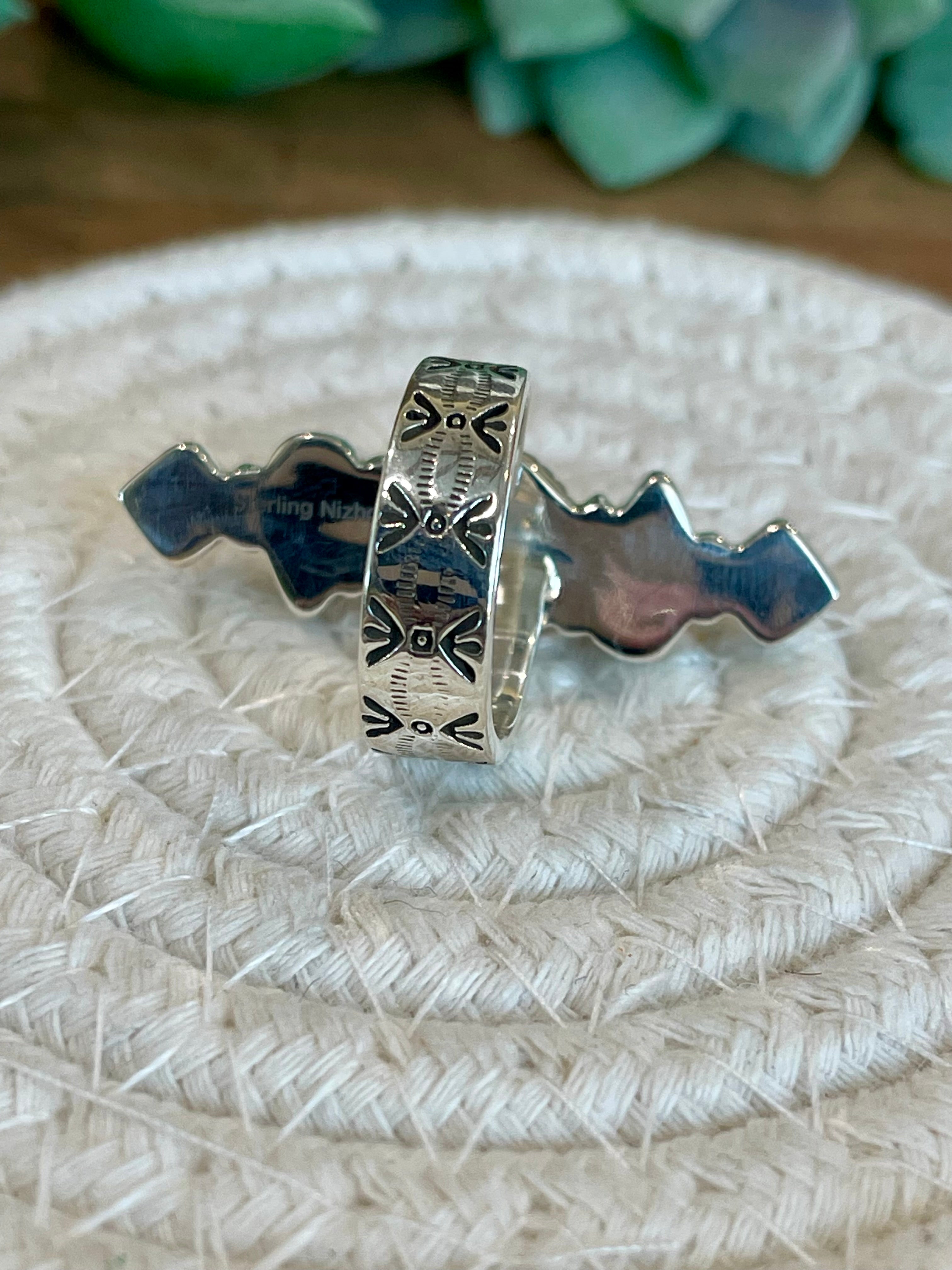 Beautiful Handmade White Buffalo And Sterling Silver Adjustable Ring