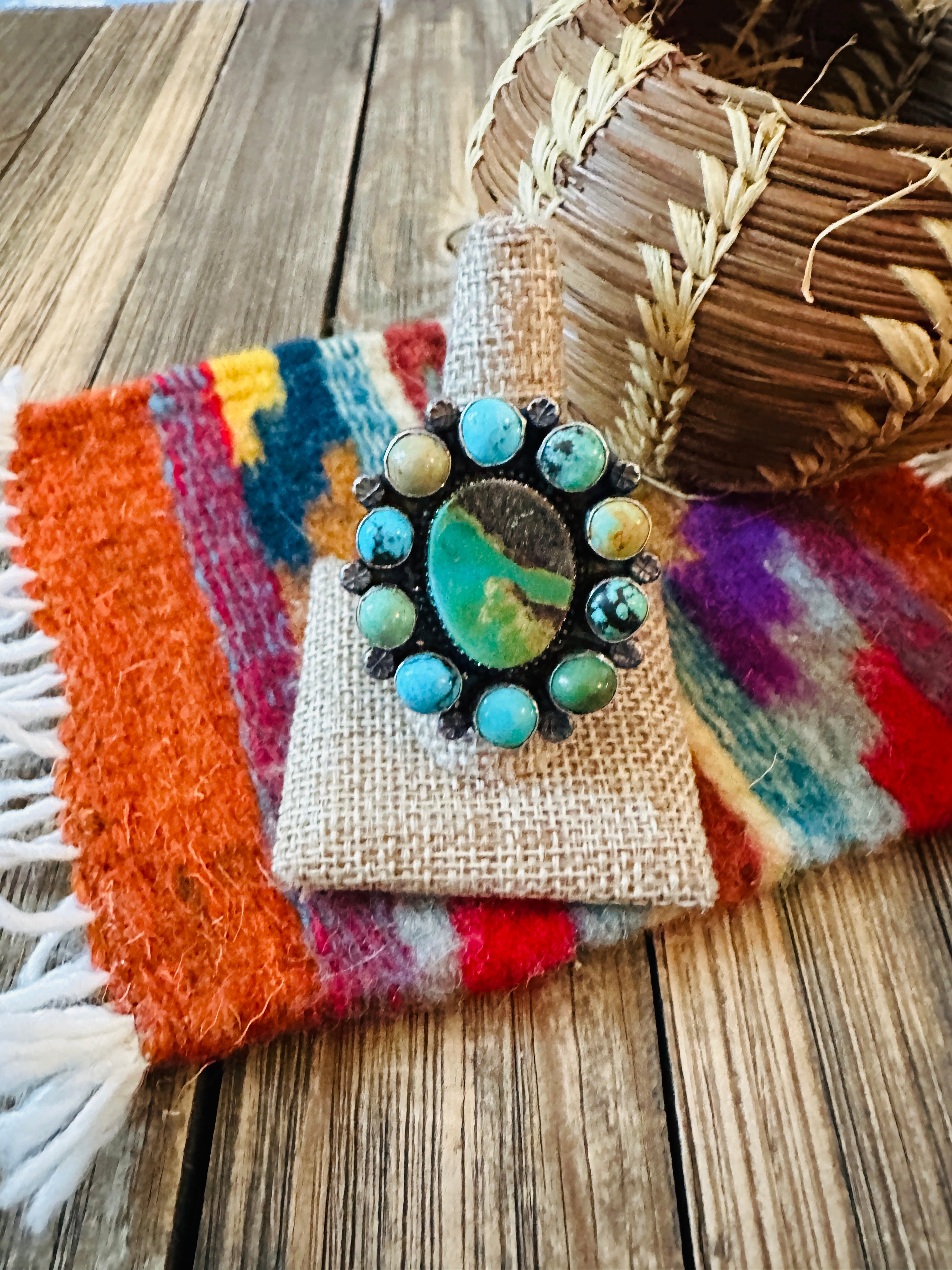 Handcrafted Turquoise & Sterling Silver Adjustable Ring by Jacqueline Silver