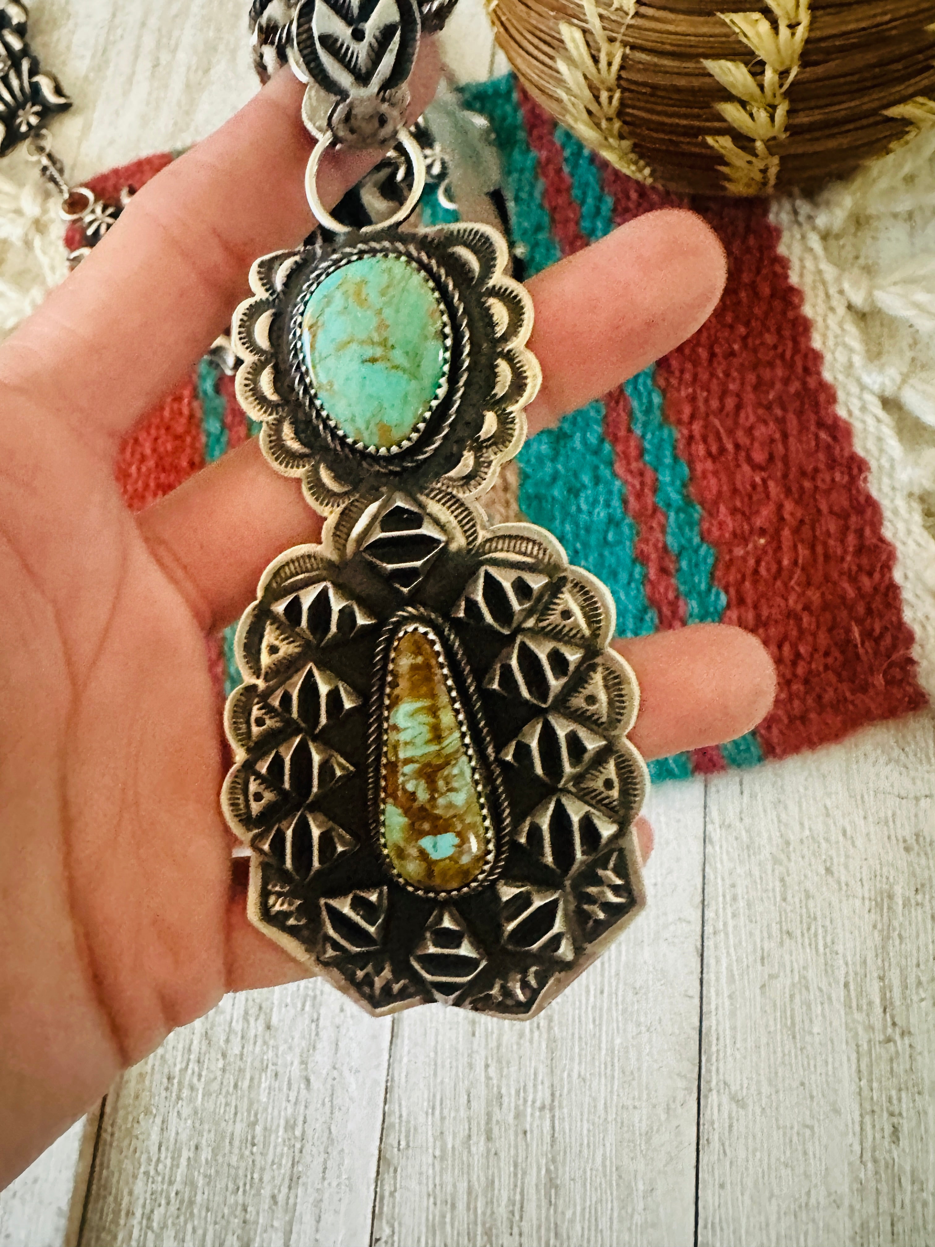 Navajo Sterling Silver & Royston Turquoise Necklace