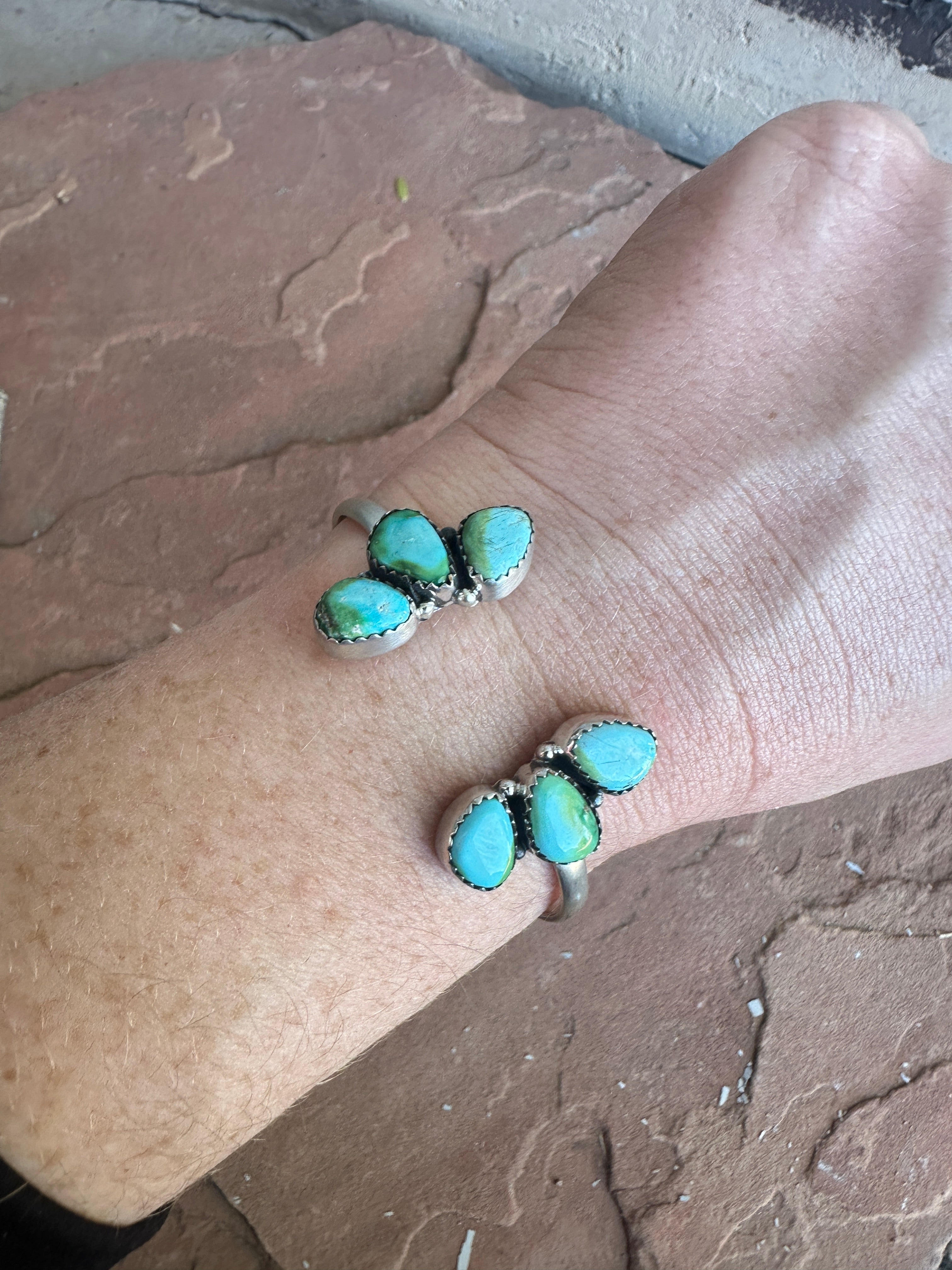 Handmade Sterling Silver Sonoran Mountain Turquoise Adjustable Crescent Cuff