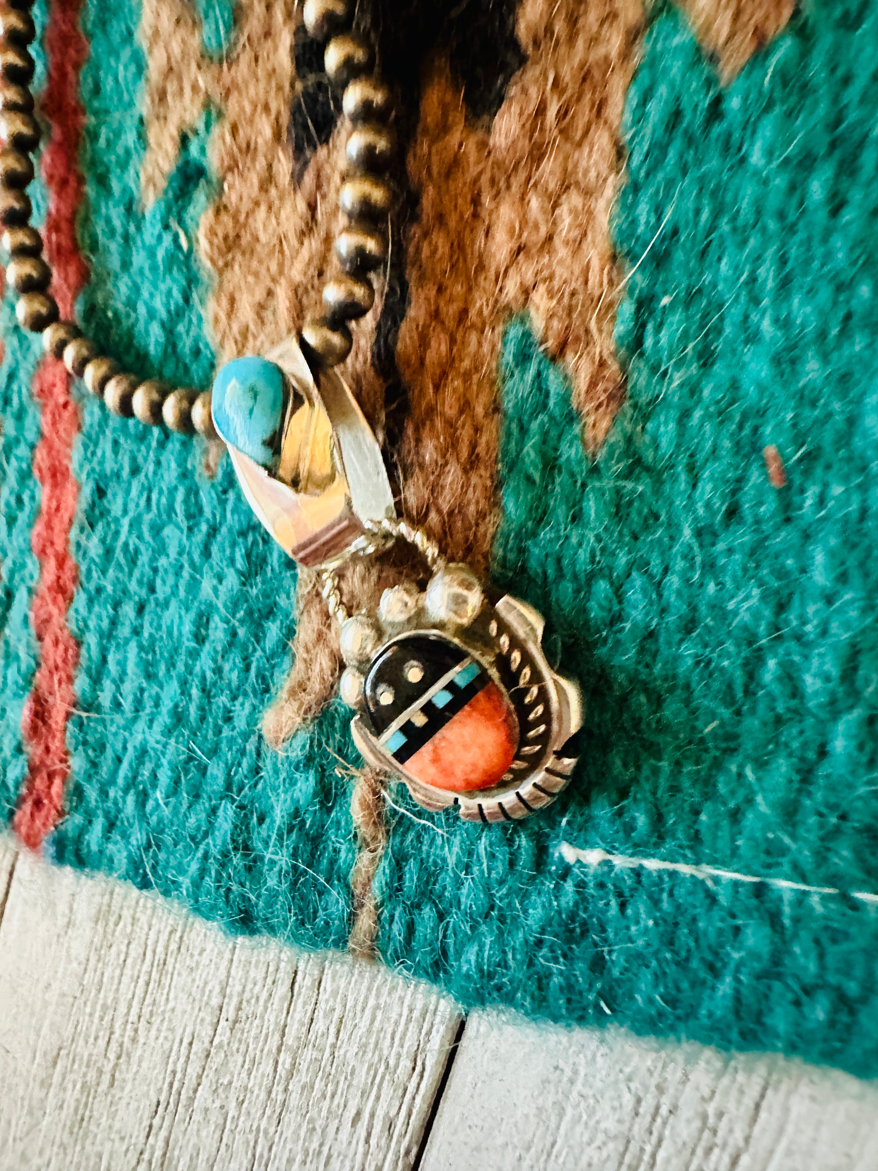 Navajo Multi Stone & Sterling Silver Inlay Pendant