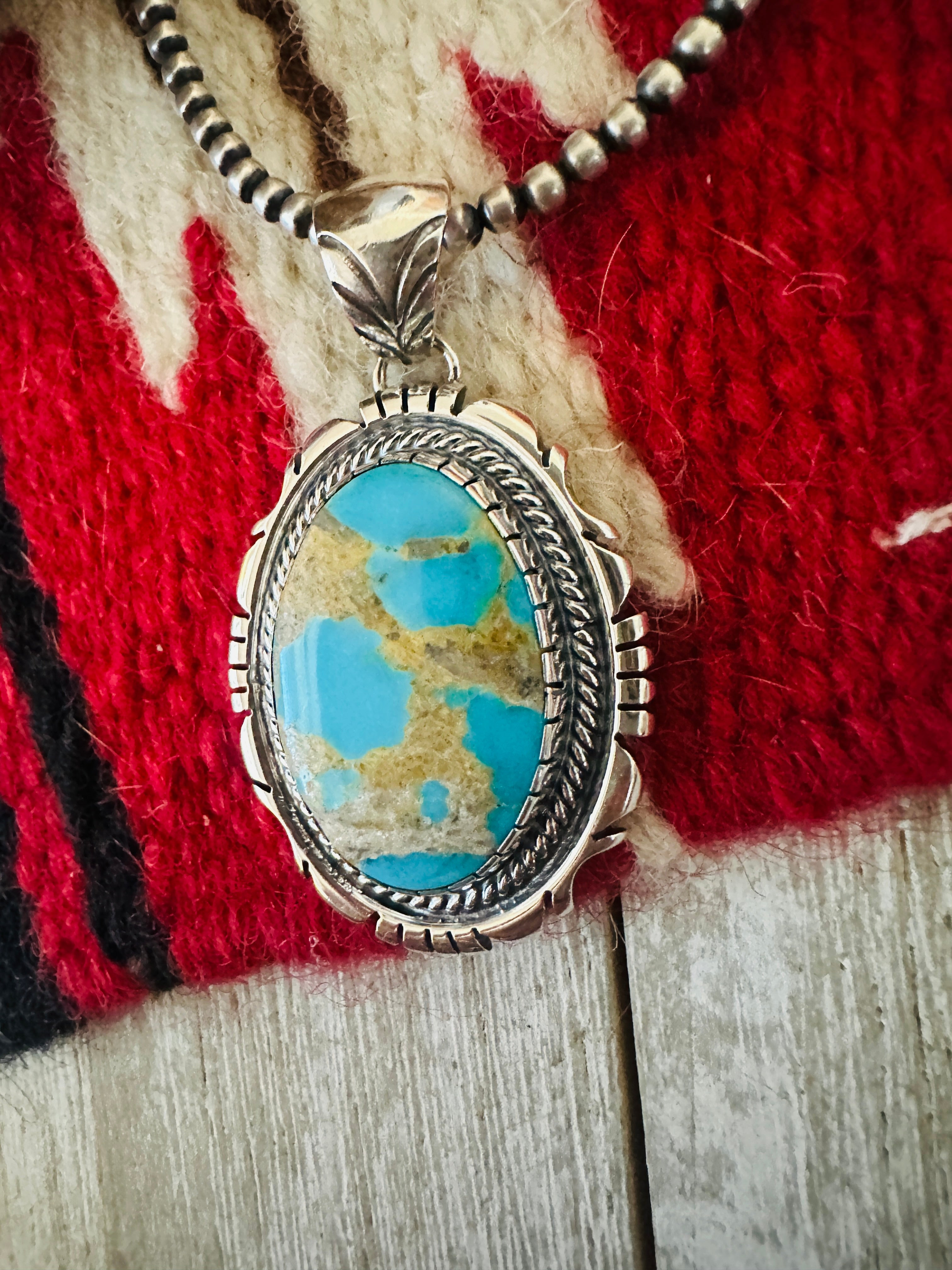 Handcrafted Sterling Silver & Turquoise Pendant by Jimmy Lee