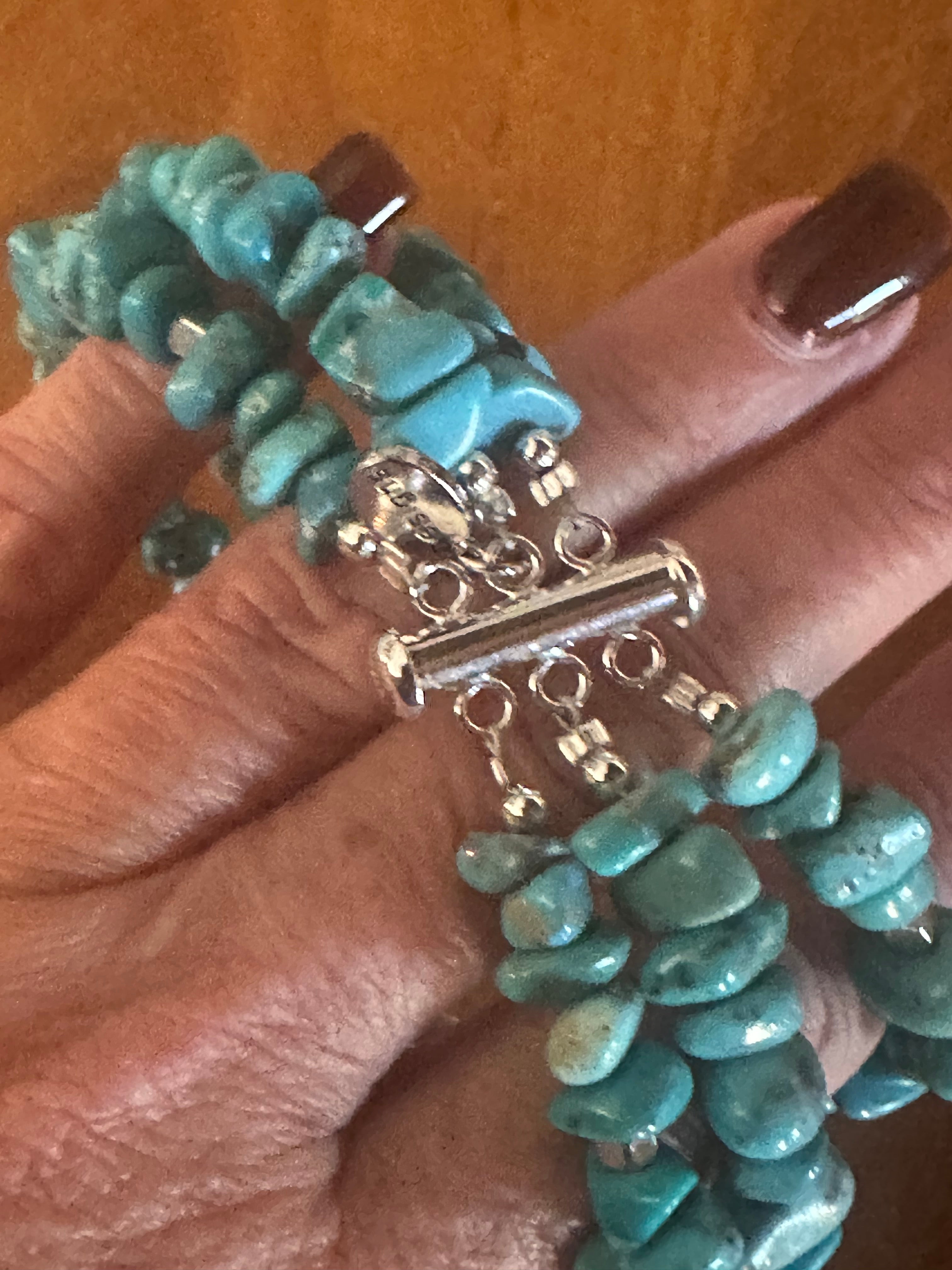 Paige Wallace Chunky Sterling Silver and Turquoise Naja Bracelet