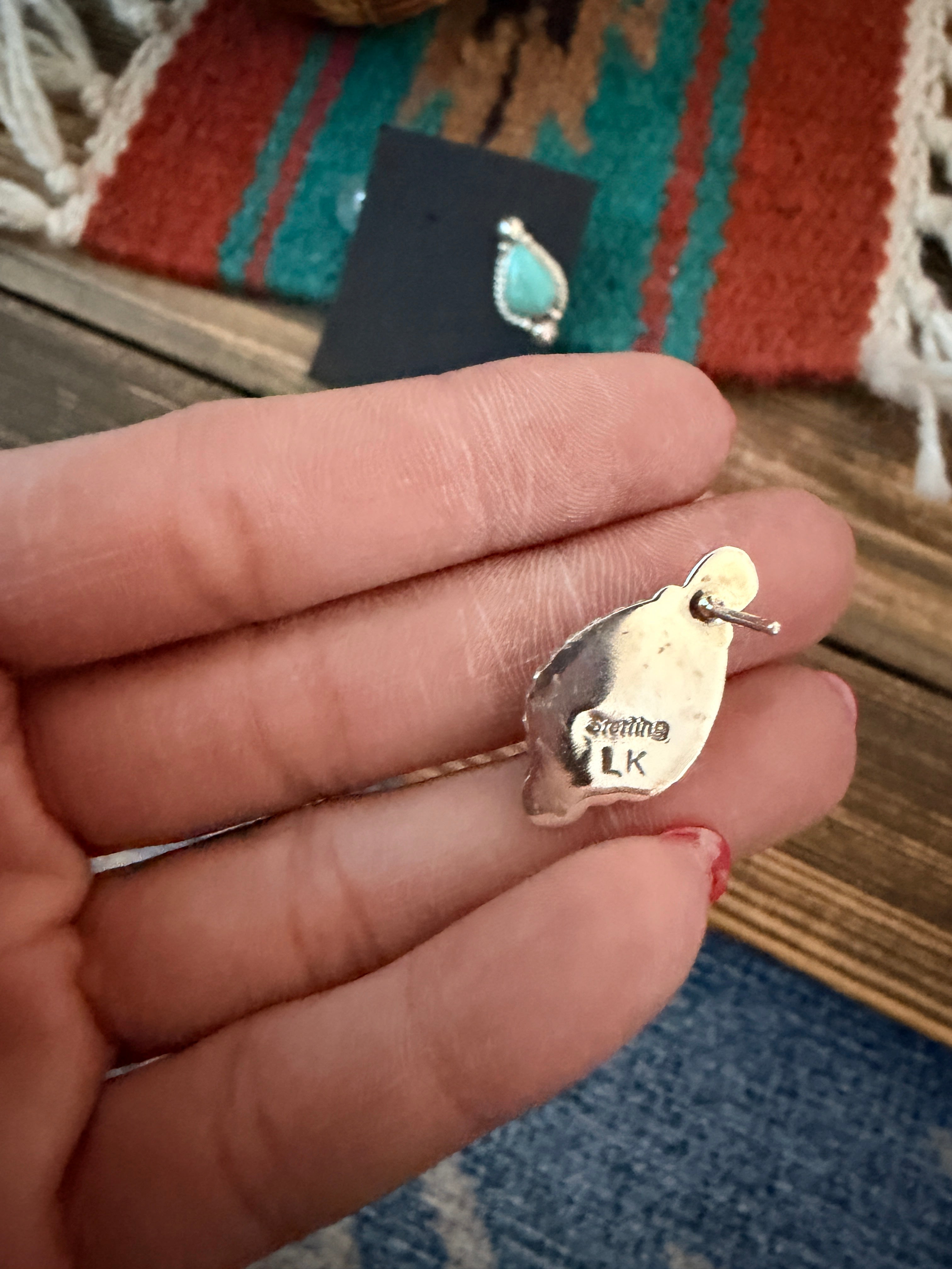 Handcrafted Turquoise & Sterling Silver Post Earrings