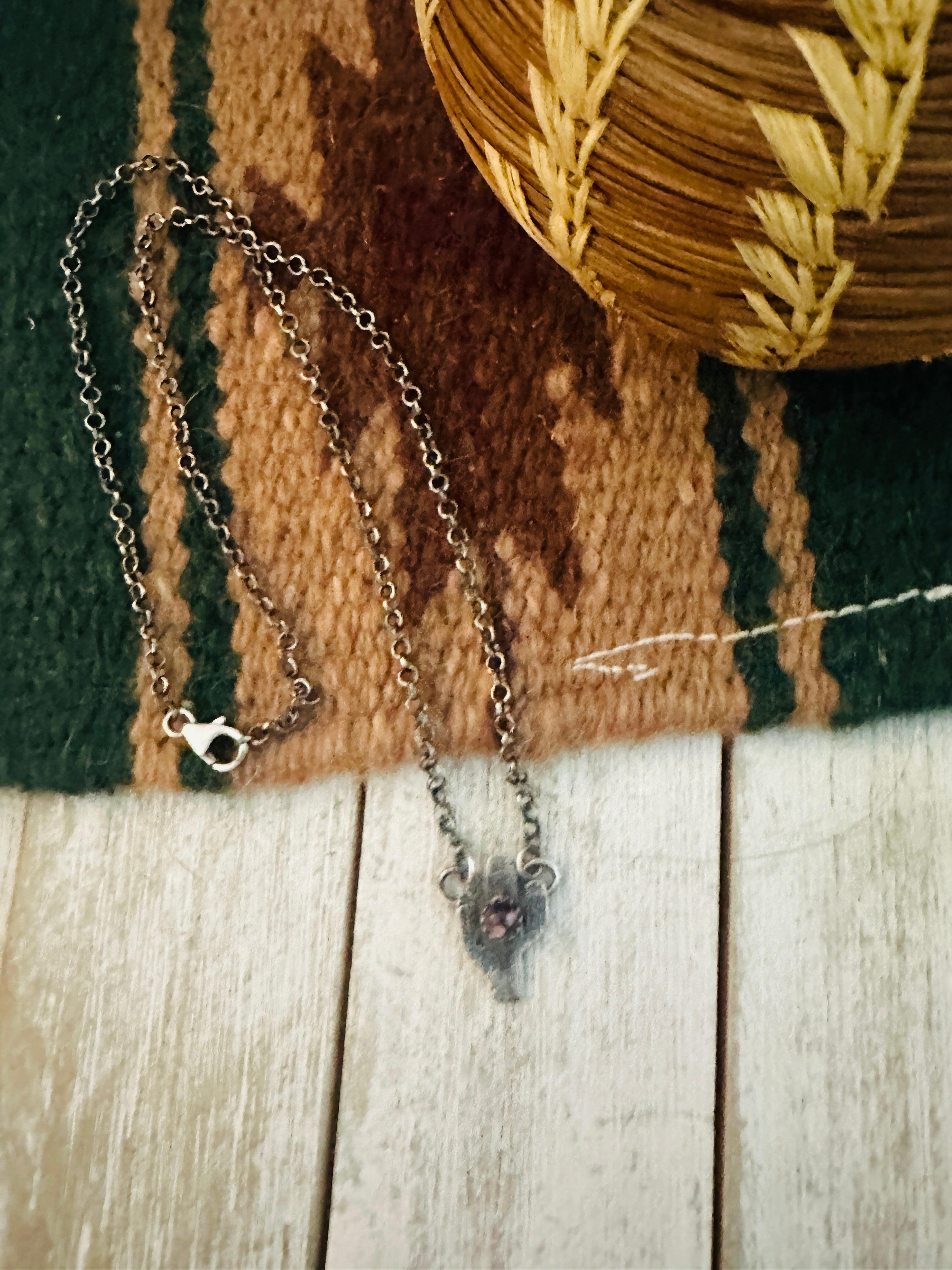 Navajo Sterling Silver & Purple Spiny Cactus Necklace