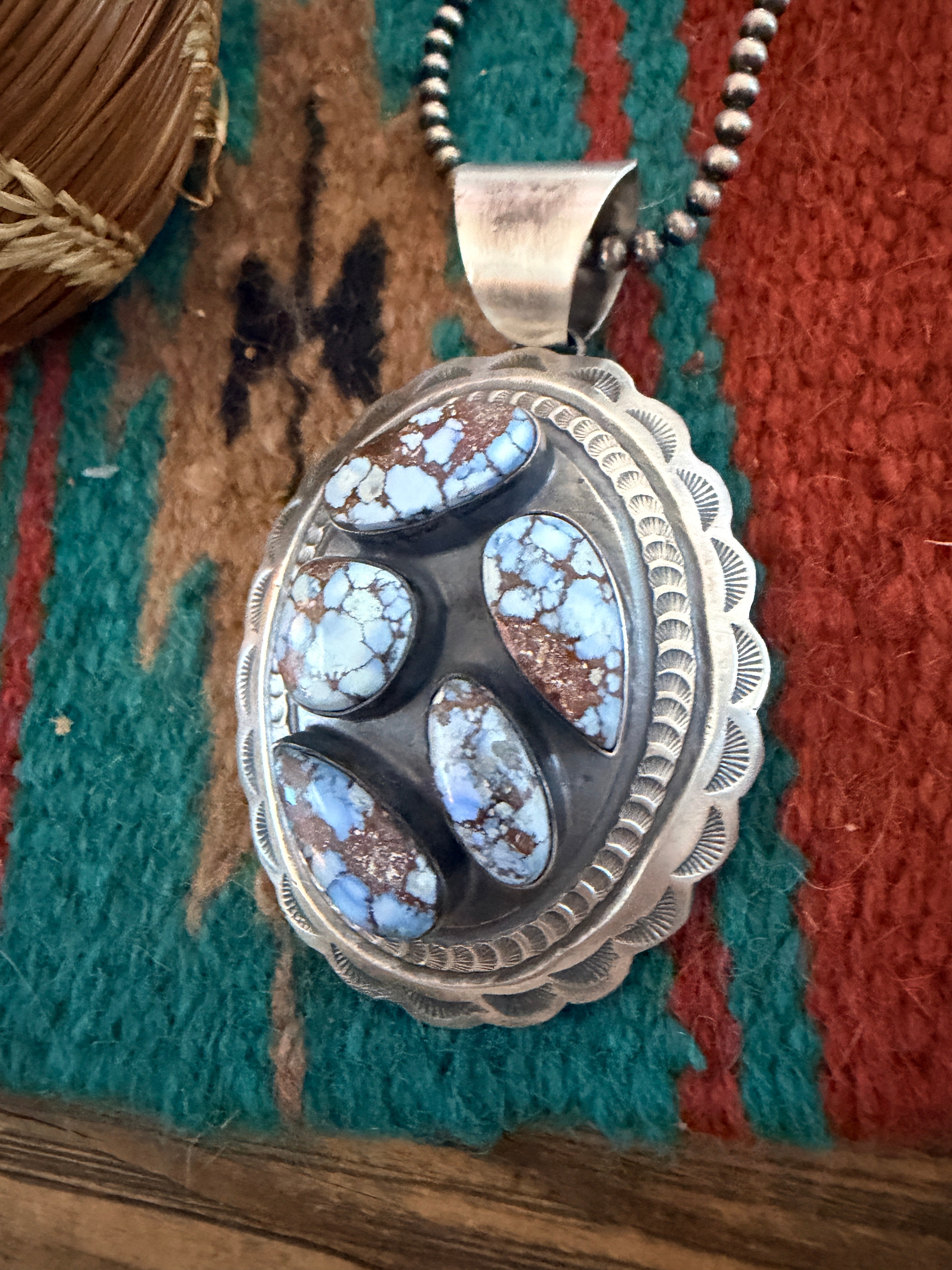 Handcrafted Sterling Silver & Golden Hills Turquoise Concho Pendant by Chimney Butte