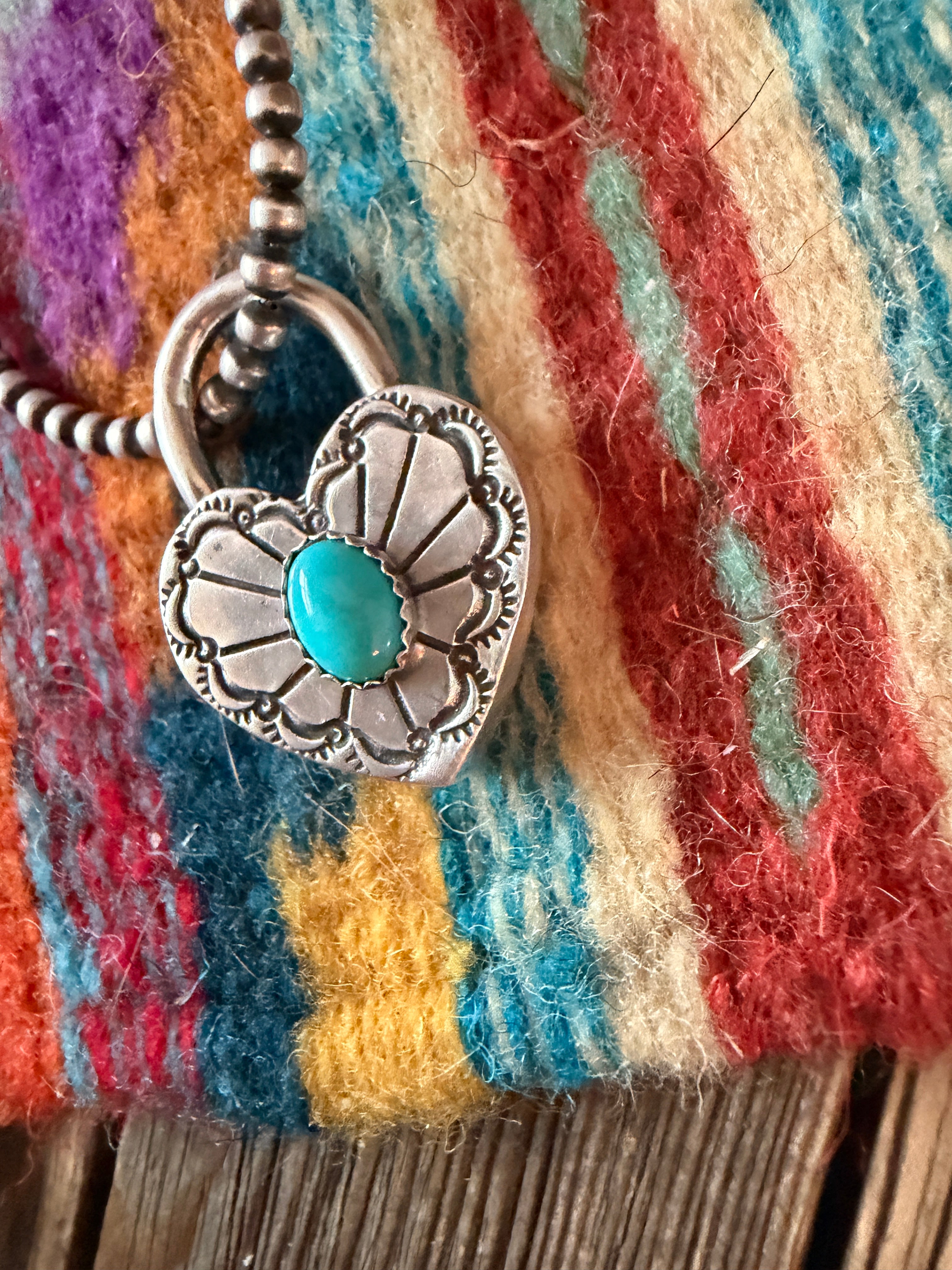 Handcrafted Sterling Silver & Turquoise Heart Locket Pendant