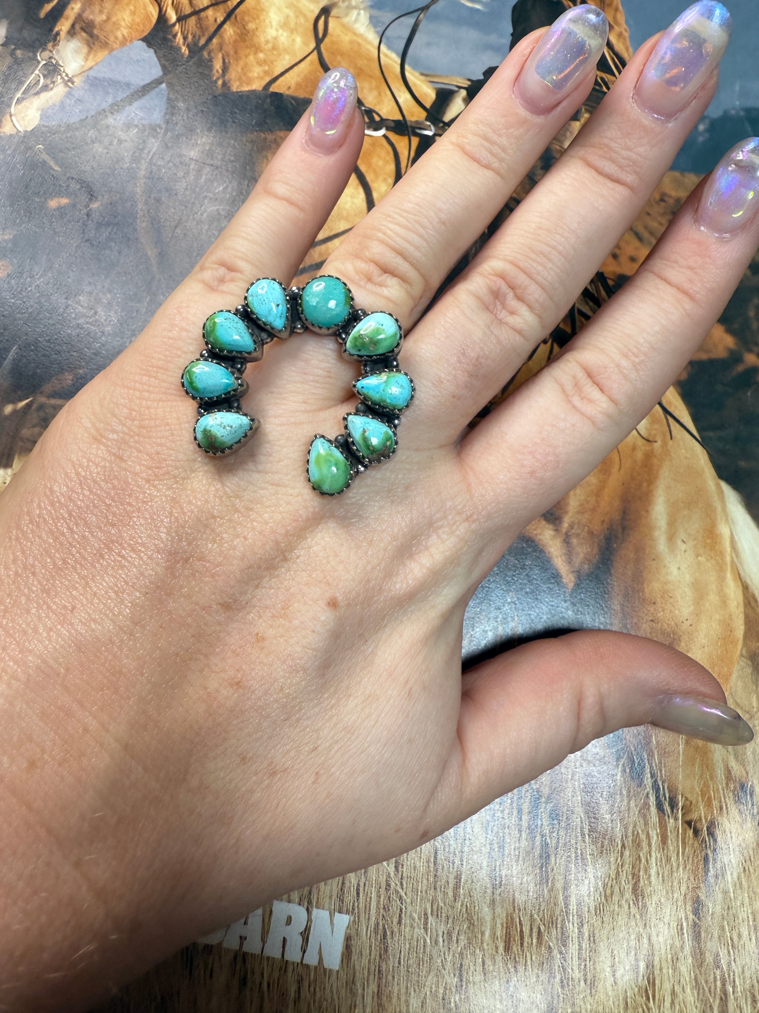 Handmade Sterling Silver Adjustable Multi Stone Naja Ring