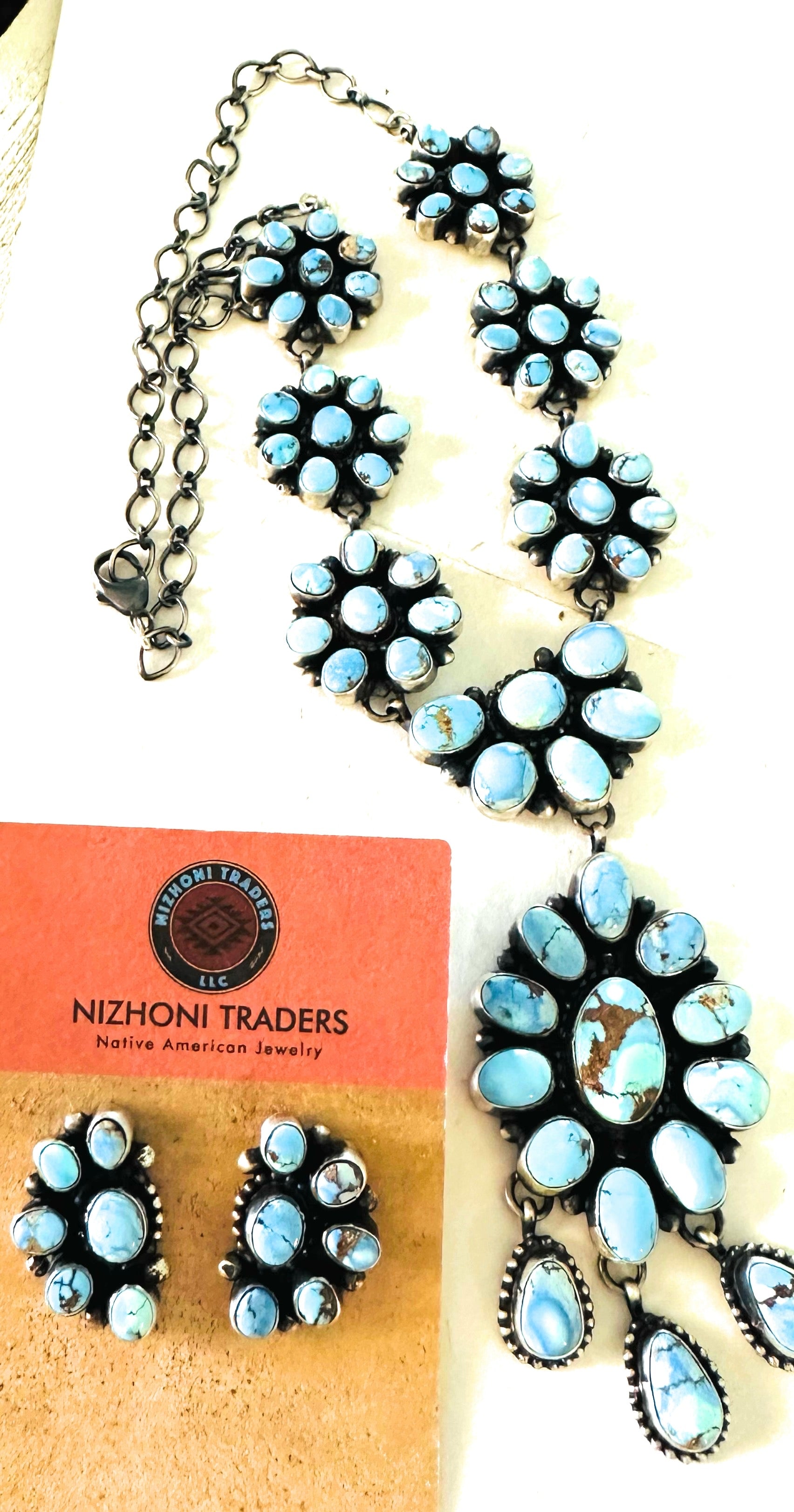 Navajo Golden Hills Turquoise & Sterling Silver Necklace Set