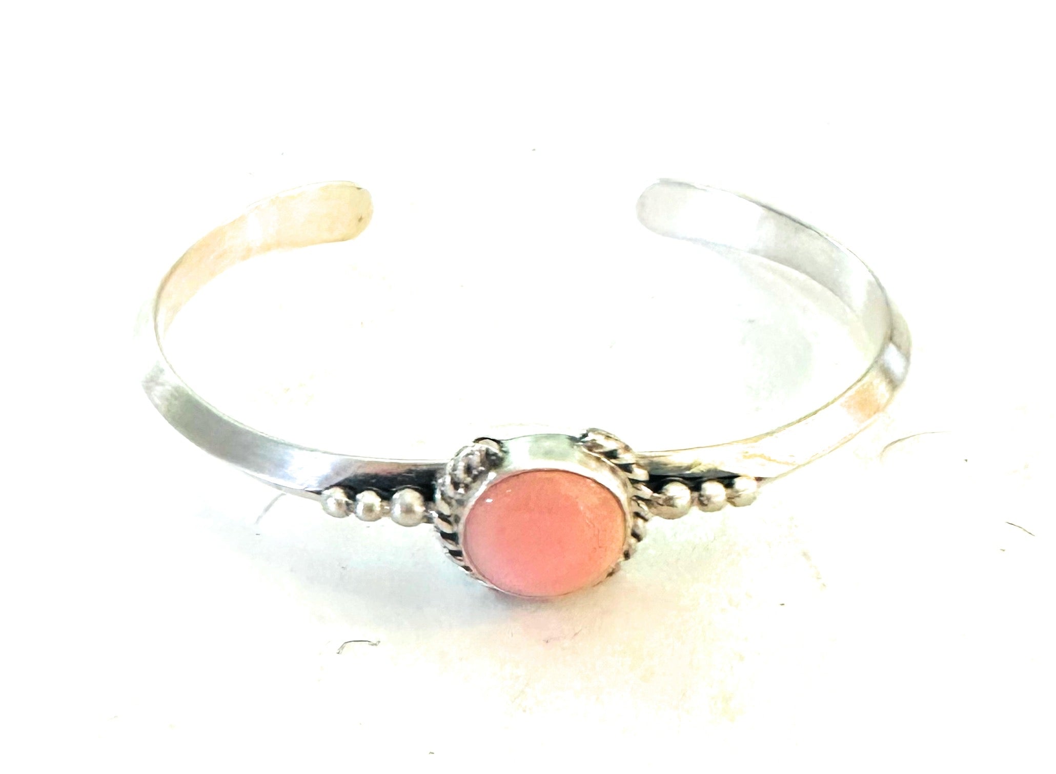 Navajo Queen Pink Conch Shell & Sterling Silver Cuff Bracelet