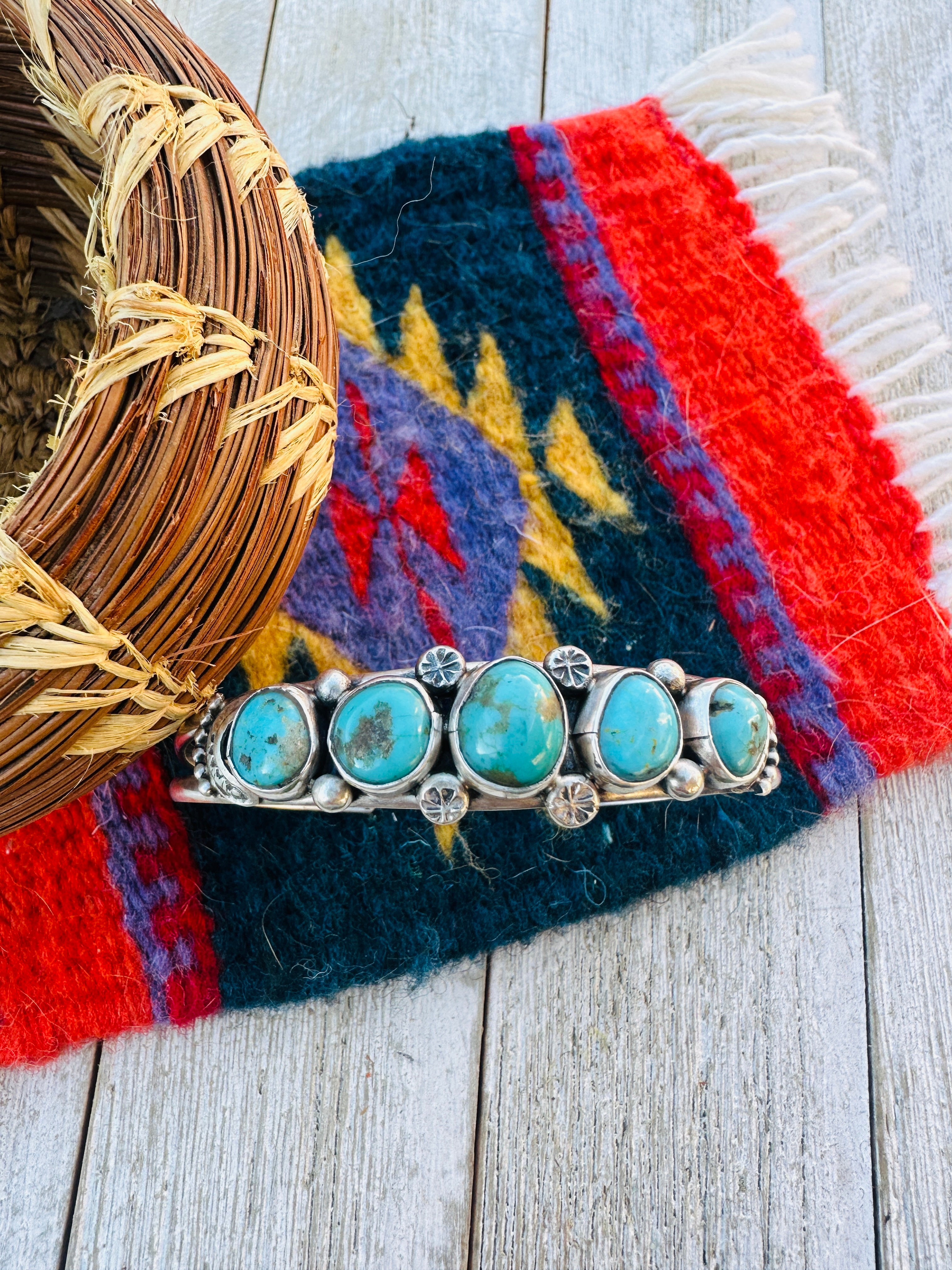 Handcrafted Turquoise & Sterling Silver Cuff Bracelet by Jacqueline Silver