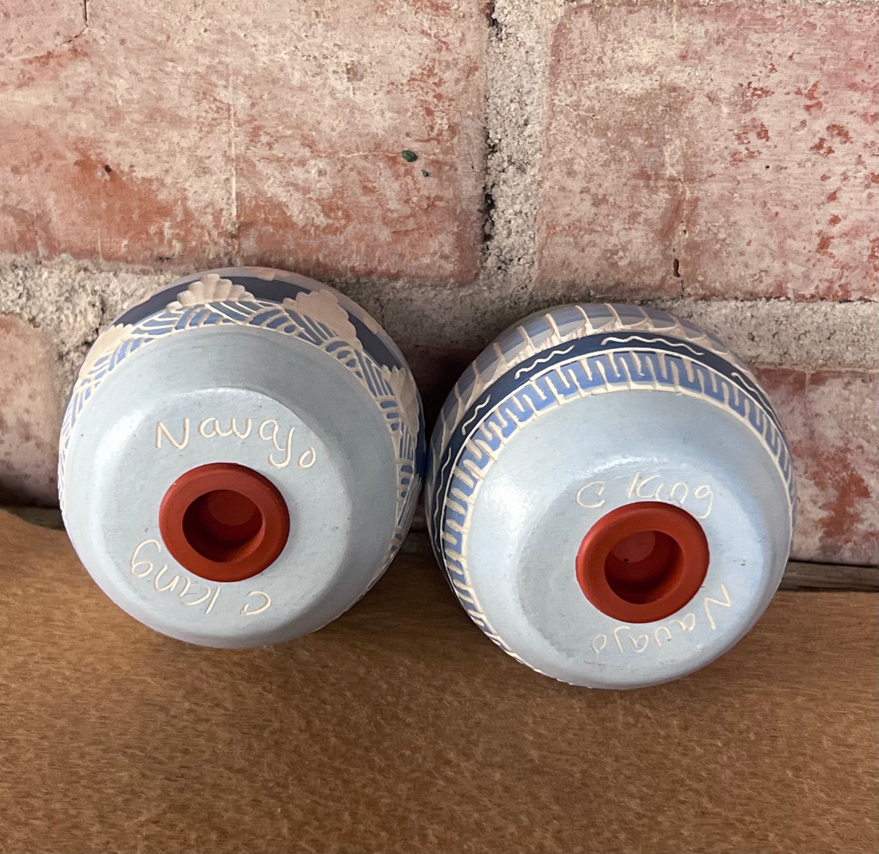 Handcrafted Blue Salt & Pepper Shakers “Cassandra King”