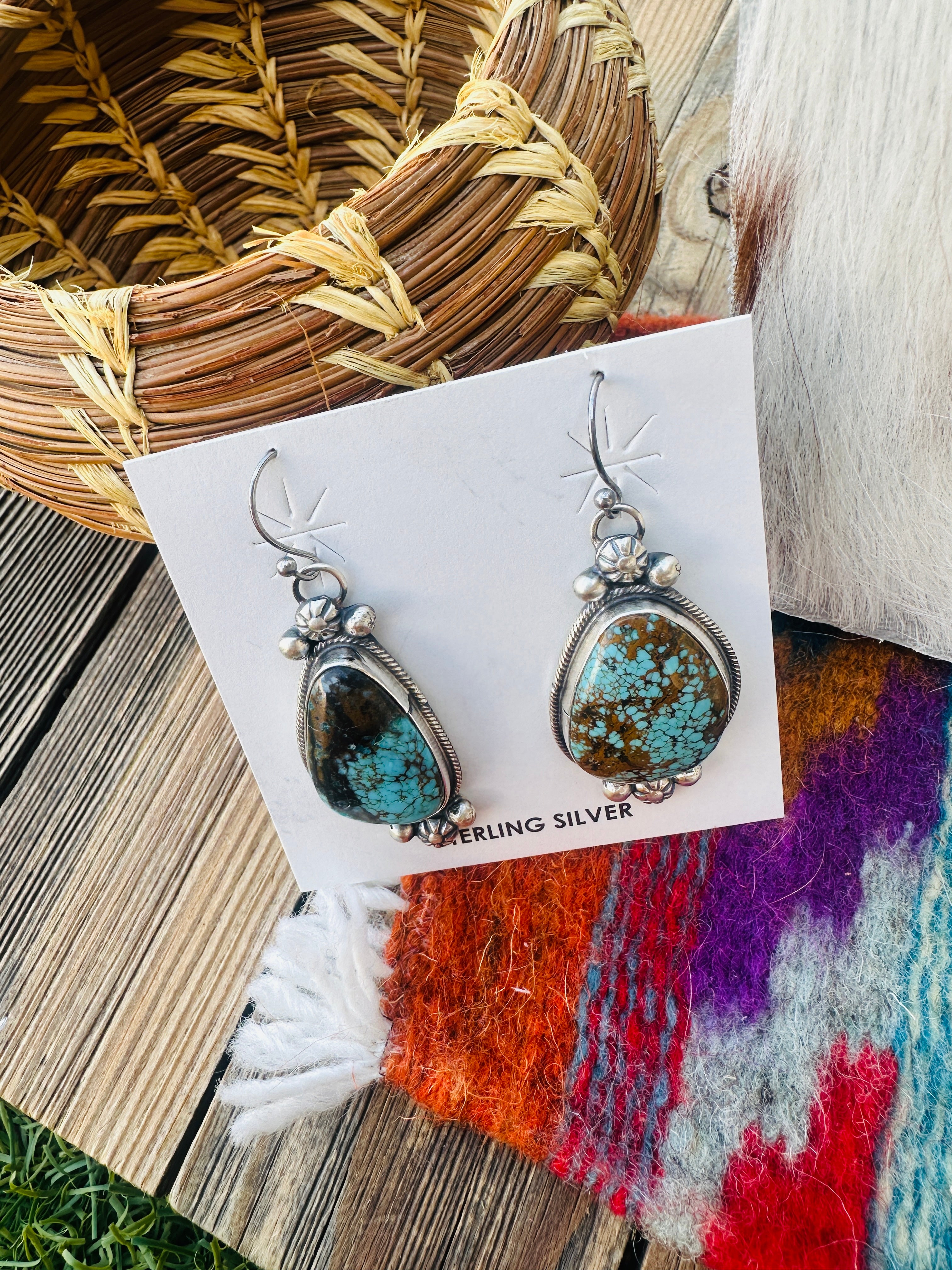 Handcrafted Turquoise & Sterling Silver Necklace and Earring Set by Sheila Becenti