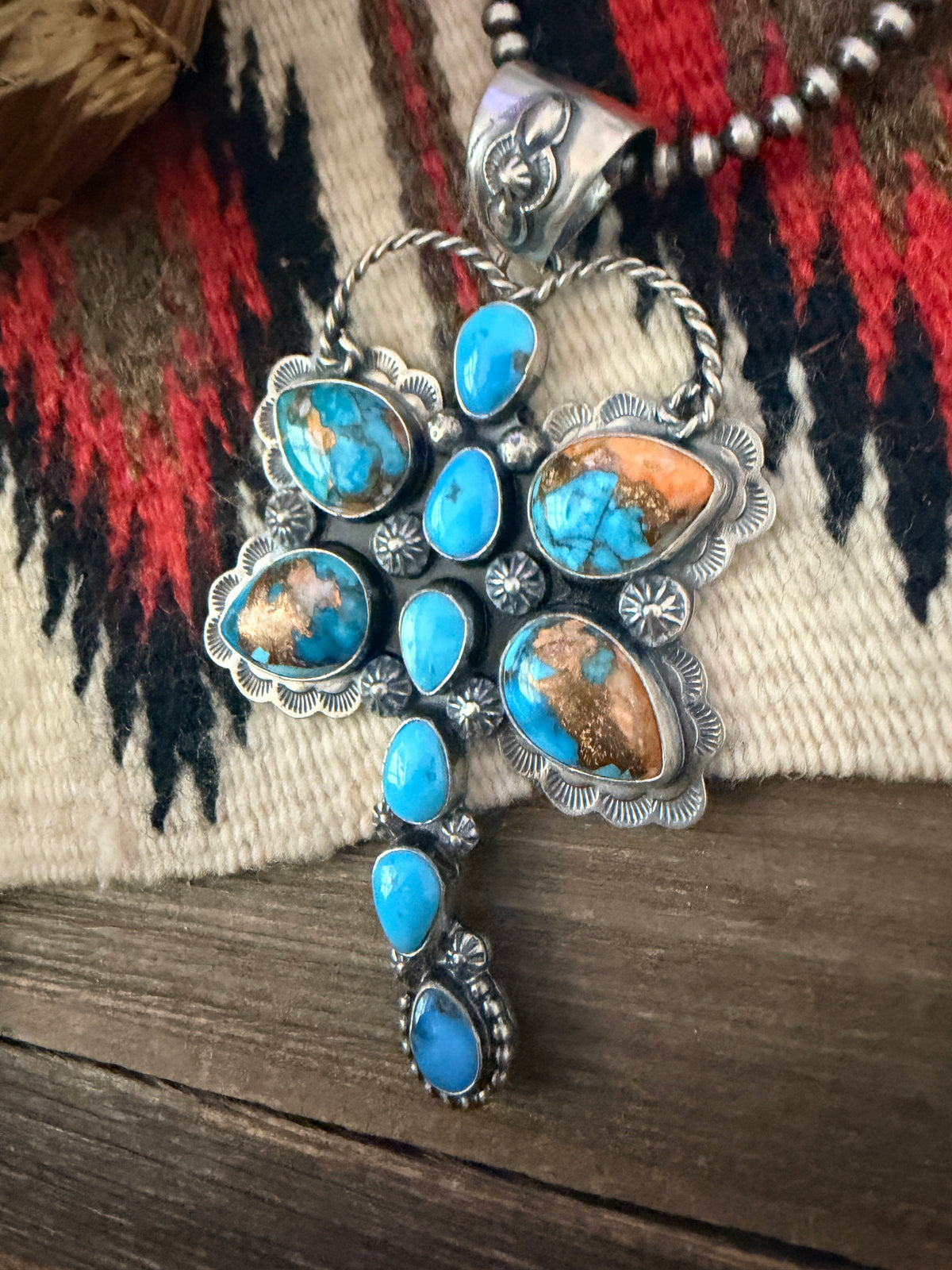 Handcrafted Sterling Silver, Spice & Turquoise Dragonfly Pendant by Alice McShirley
