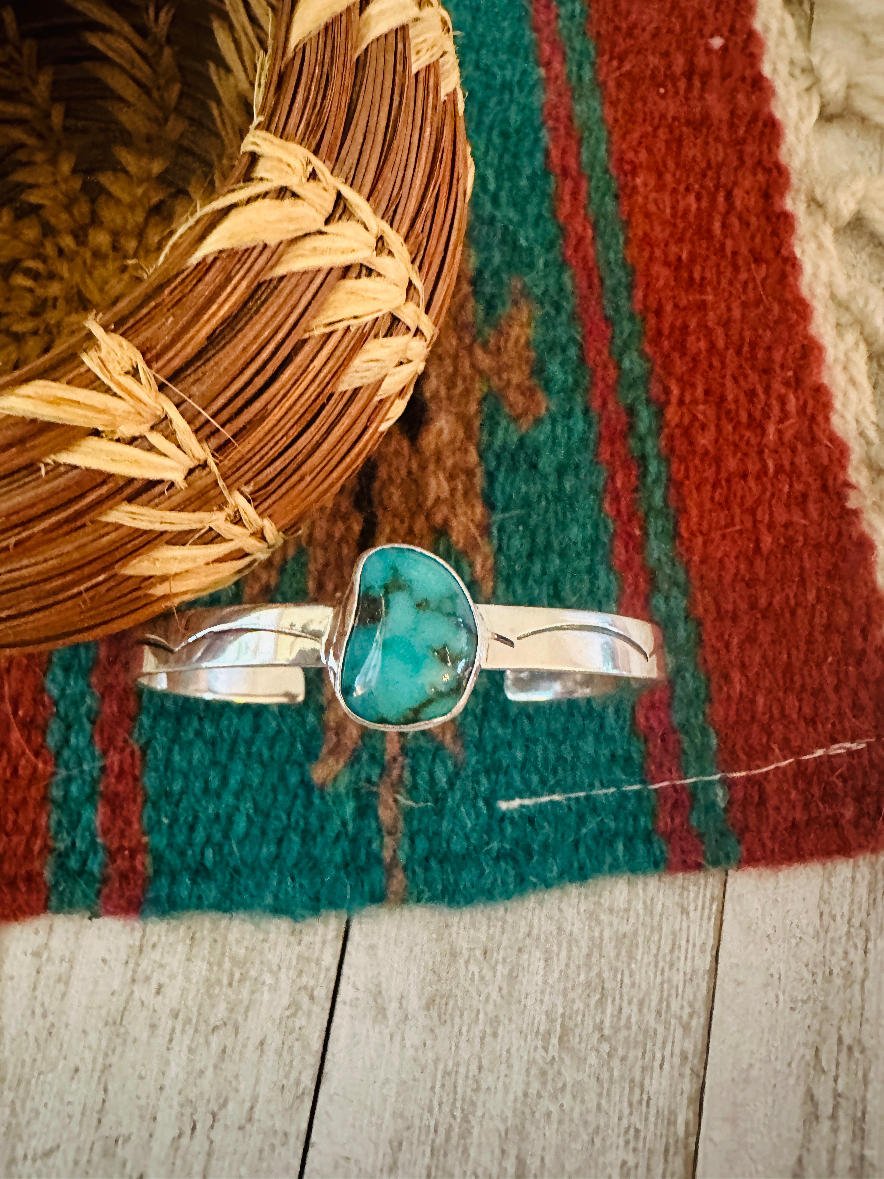 Navajo Sterling Silver & Turquoise Cuff Bracelet