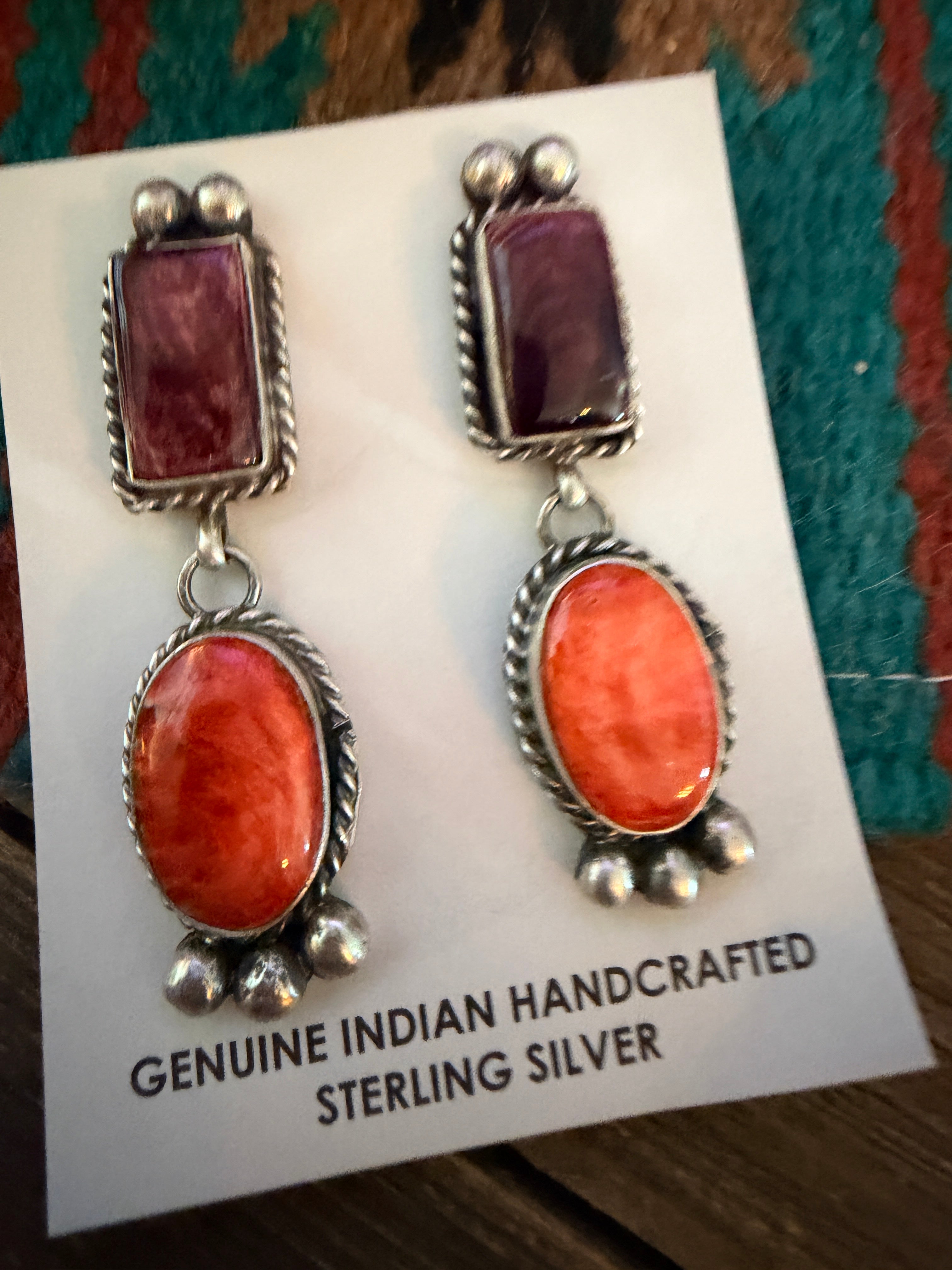 Handcrafted Spiny and Sterling Silver Dangle Earrings by Vicky Hicks