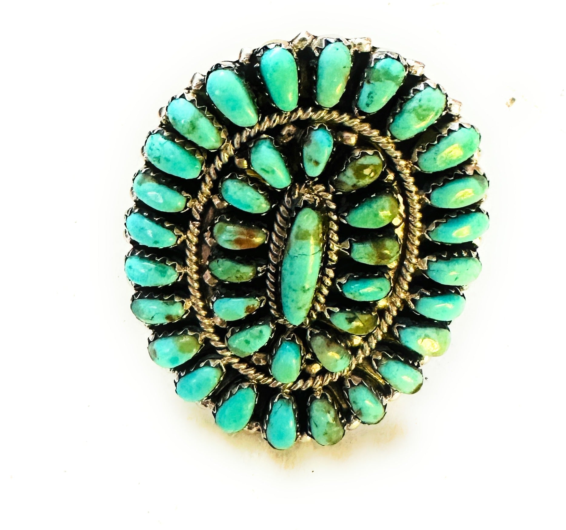 Navajo Turquoise & Sterling Silver Adjustable Cluster Ring