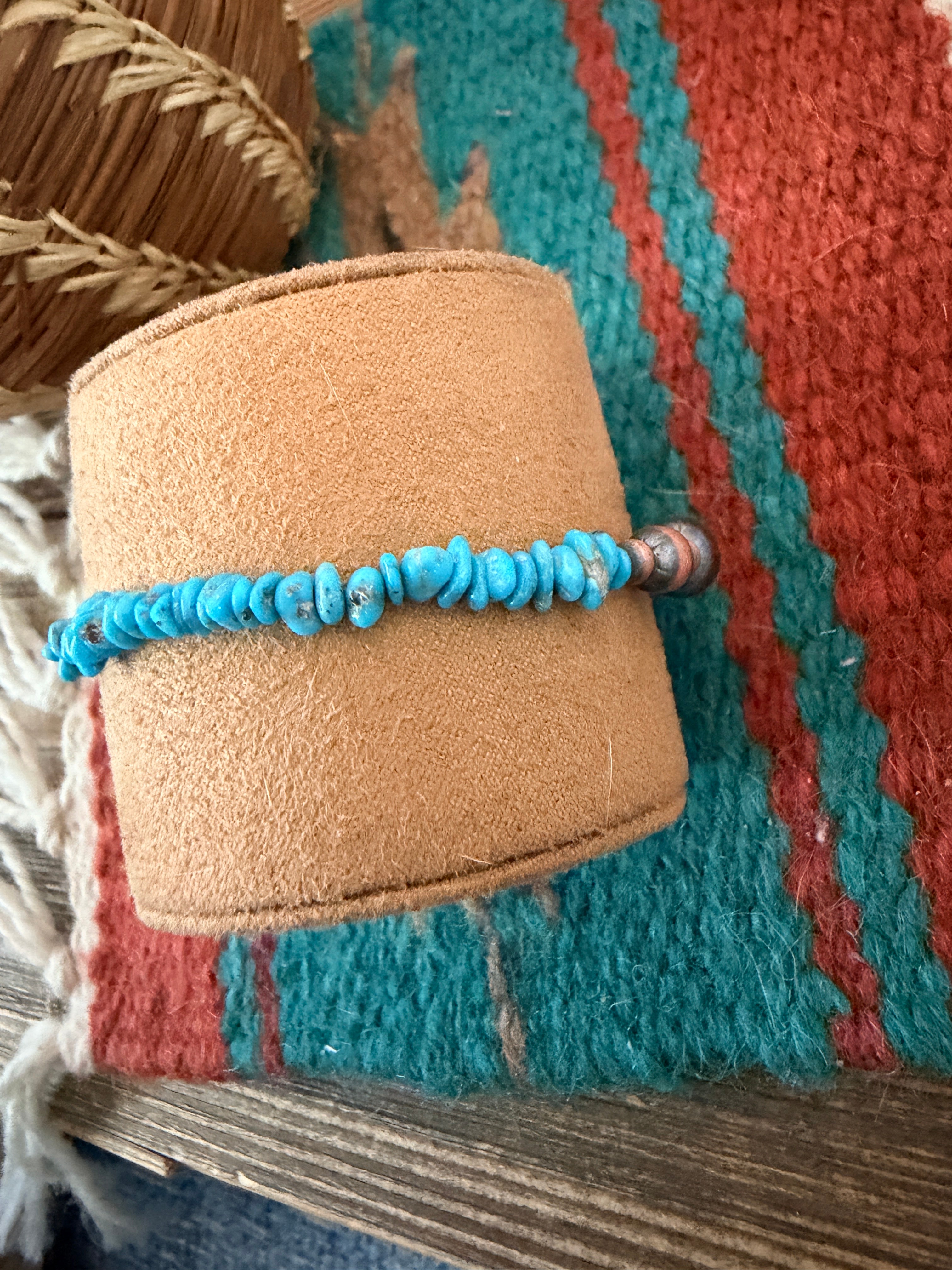 Handcrafted Turquoise & Copper Beaded Bracelet