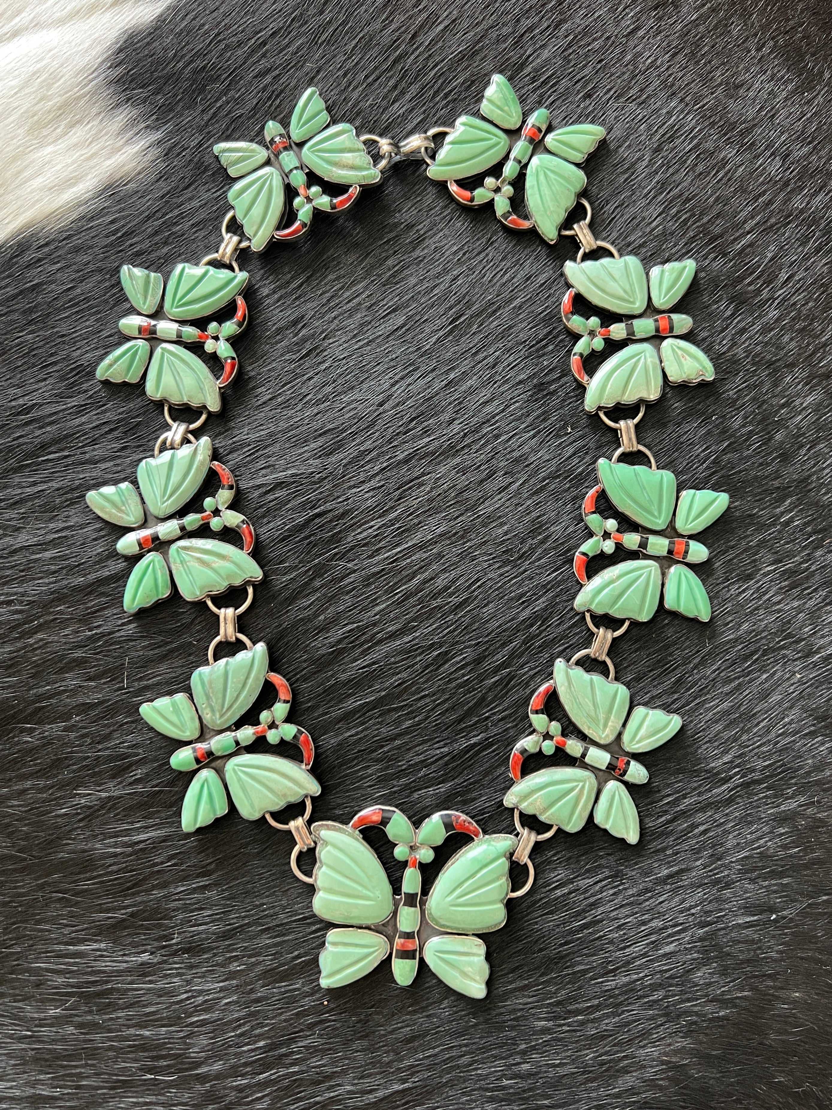 Vintage Sterling Silver and Turquoise Butterfly Necklace by Federico Jimenez