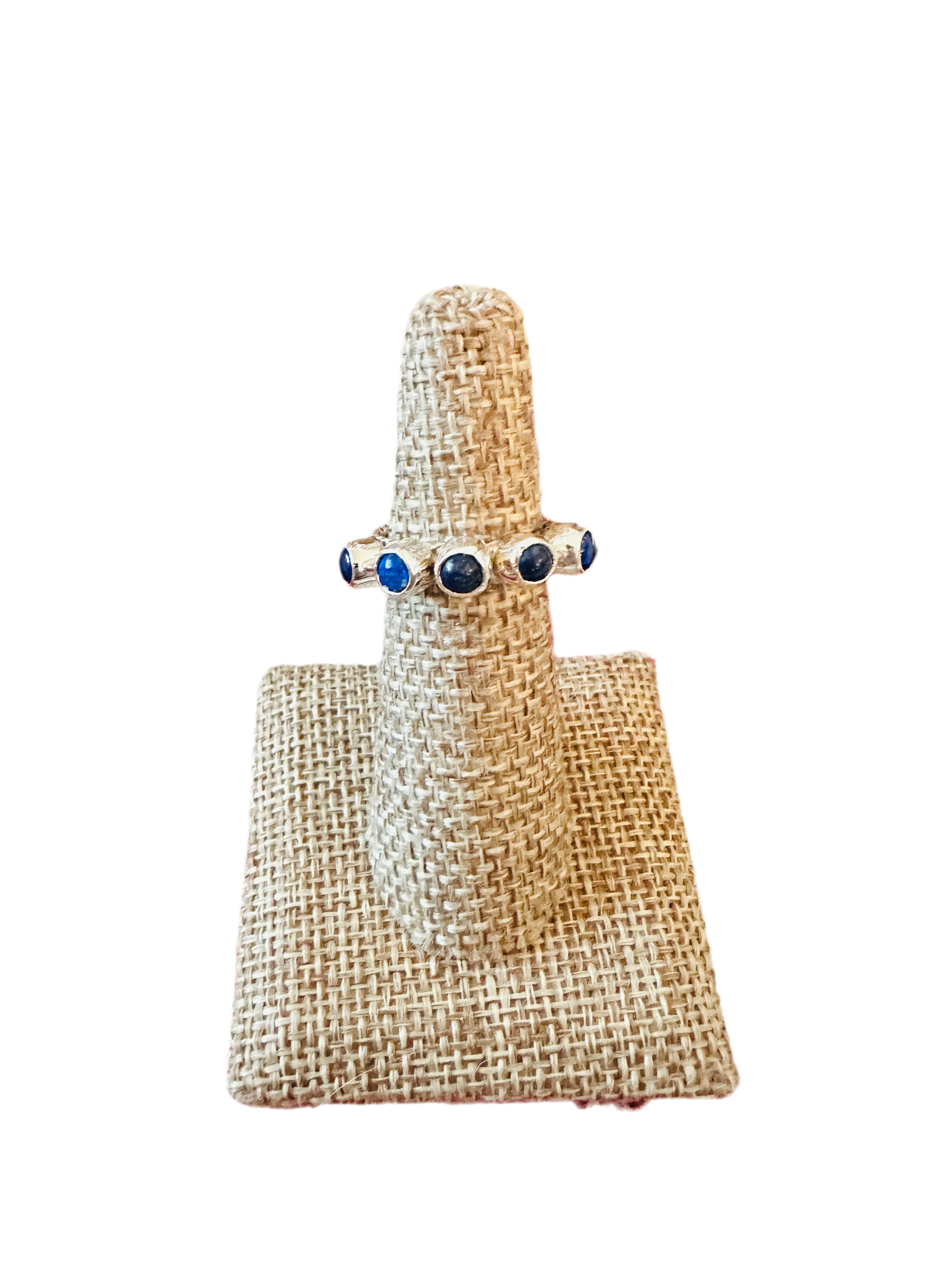 Handcrafted Lapis & Sterling Silver Band Ring Size 5.5