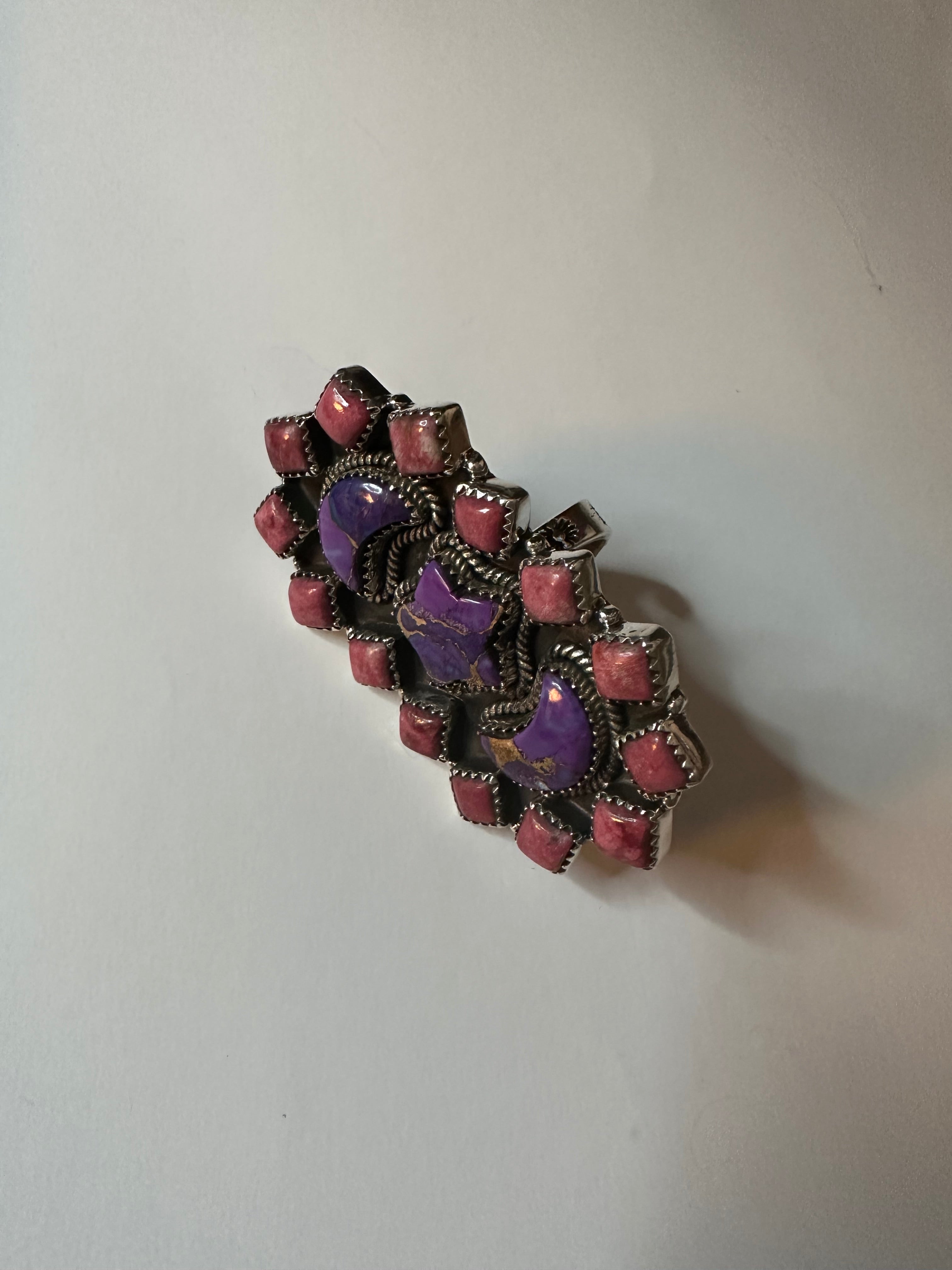 “Nizhoni Moon Star” Pink & Purple Mohave & Sterling Silver Adjustable Ring