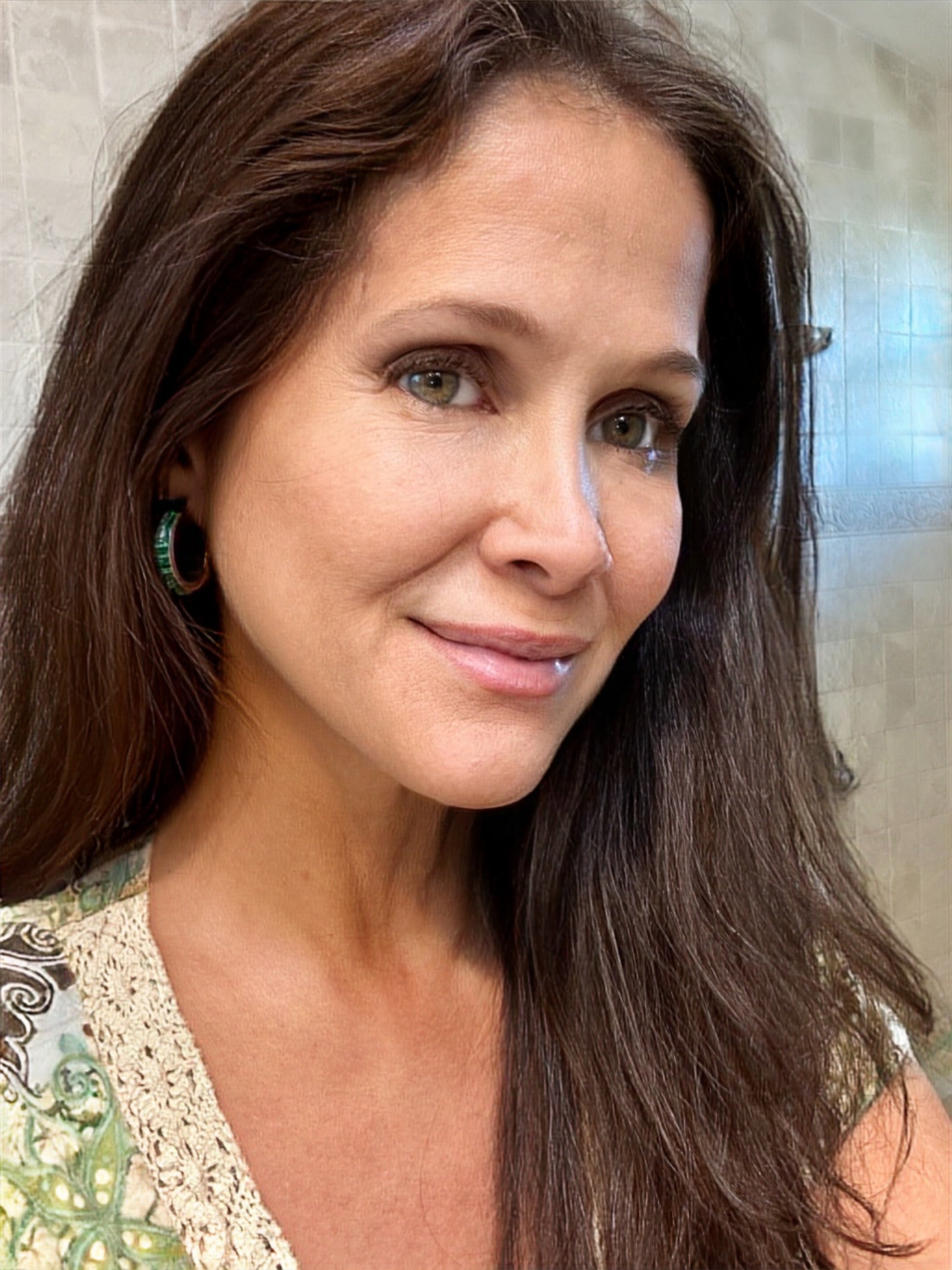 Handcrafted Malachite Green Stone Hoops