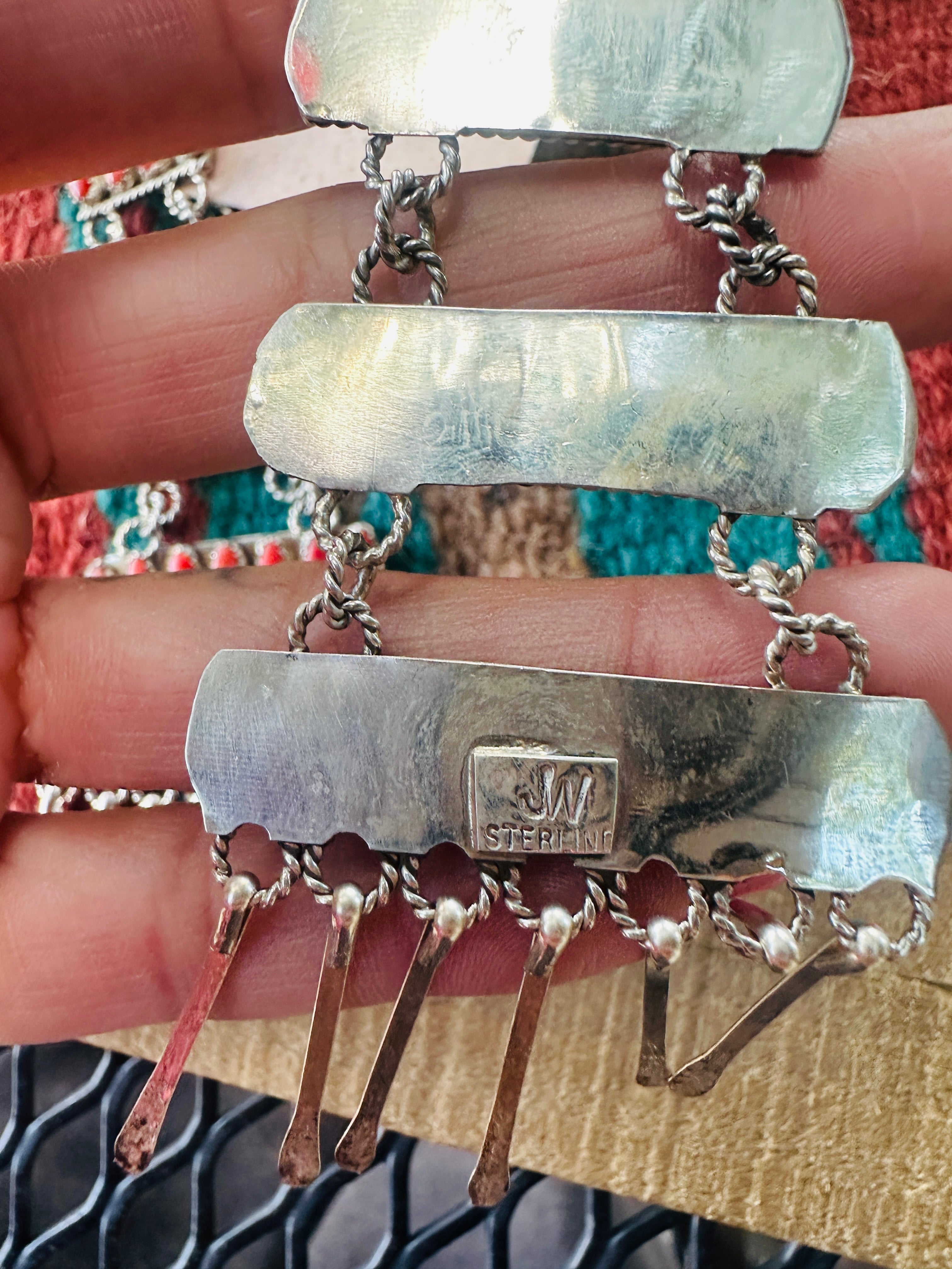 Handcrafted Coral & Sterling Silver Chandelier Dangle Earrings