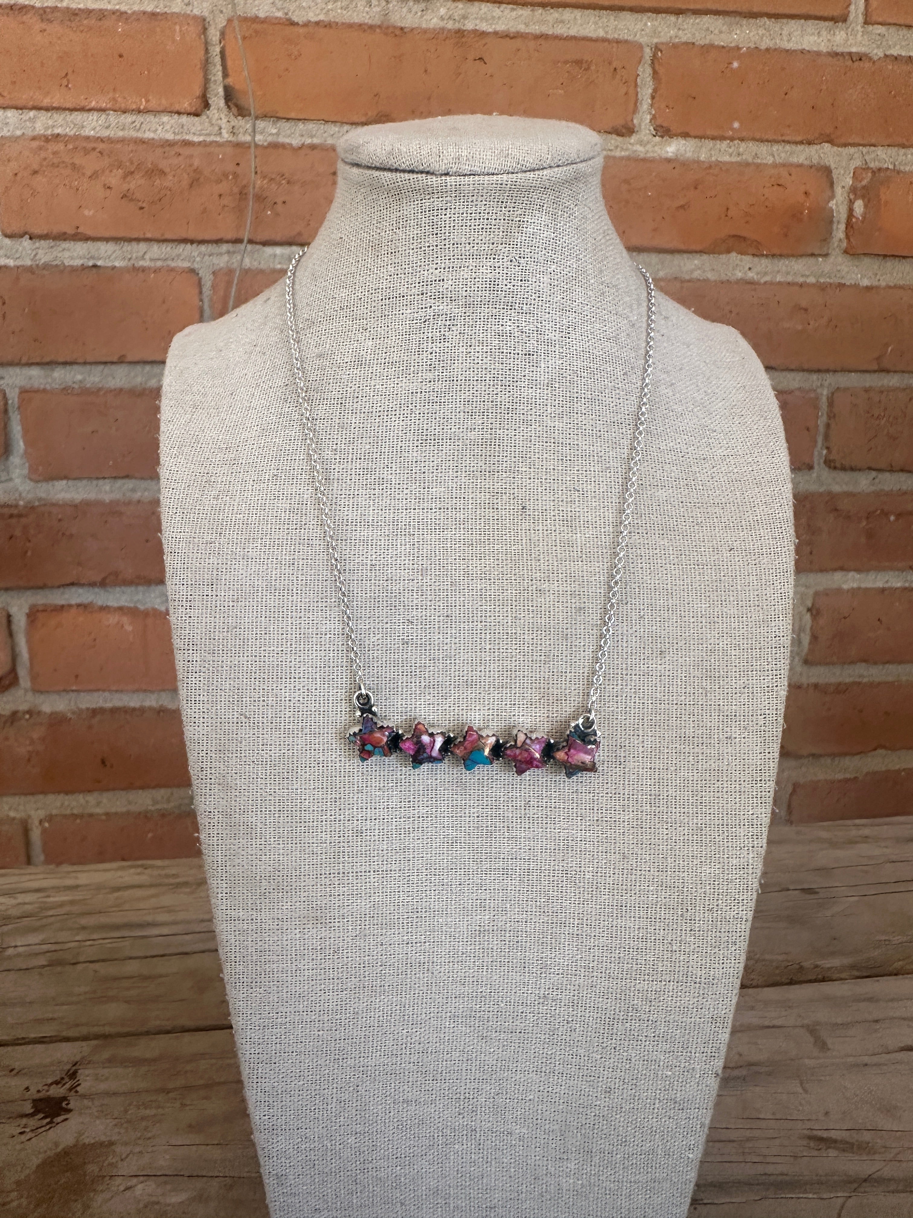 Beautiful Handmade Sterling Silver, Pink Dream Mojave STAR BAR Necklace