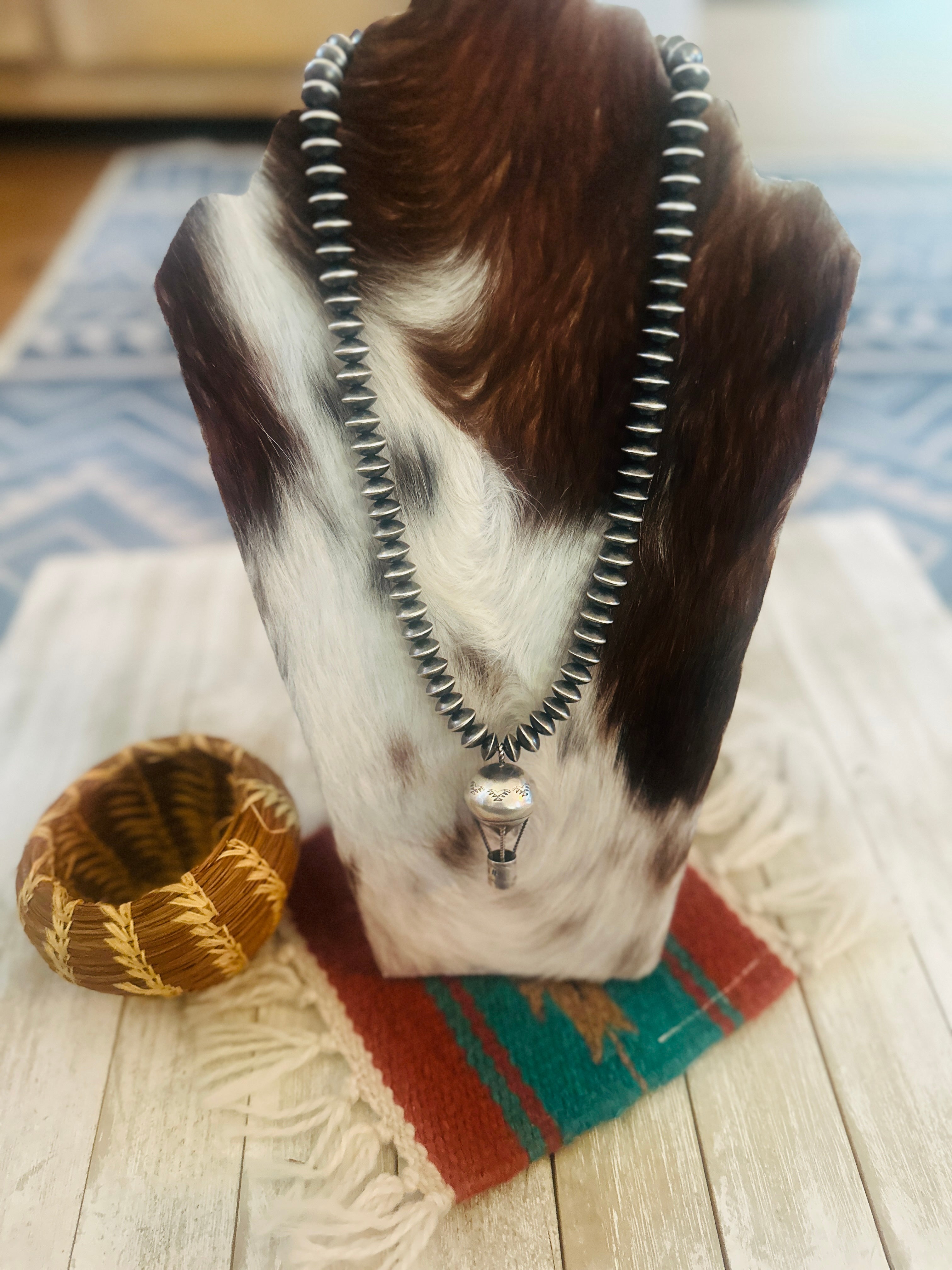 Handcrafted Sterling Silver Pearl Beaded Hot Air Balloon Necklace