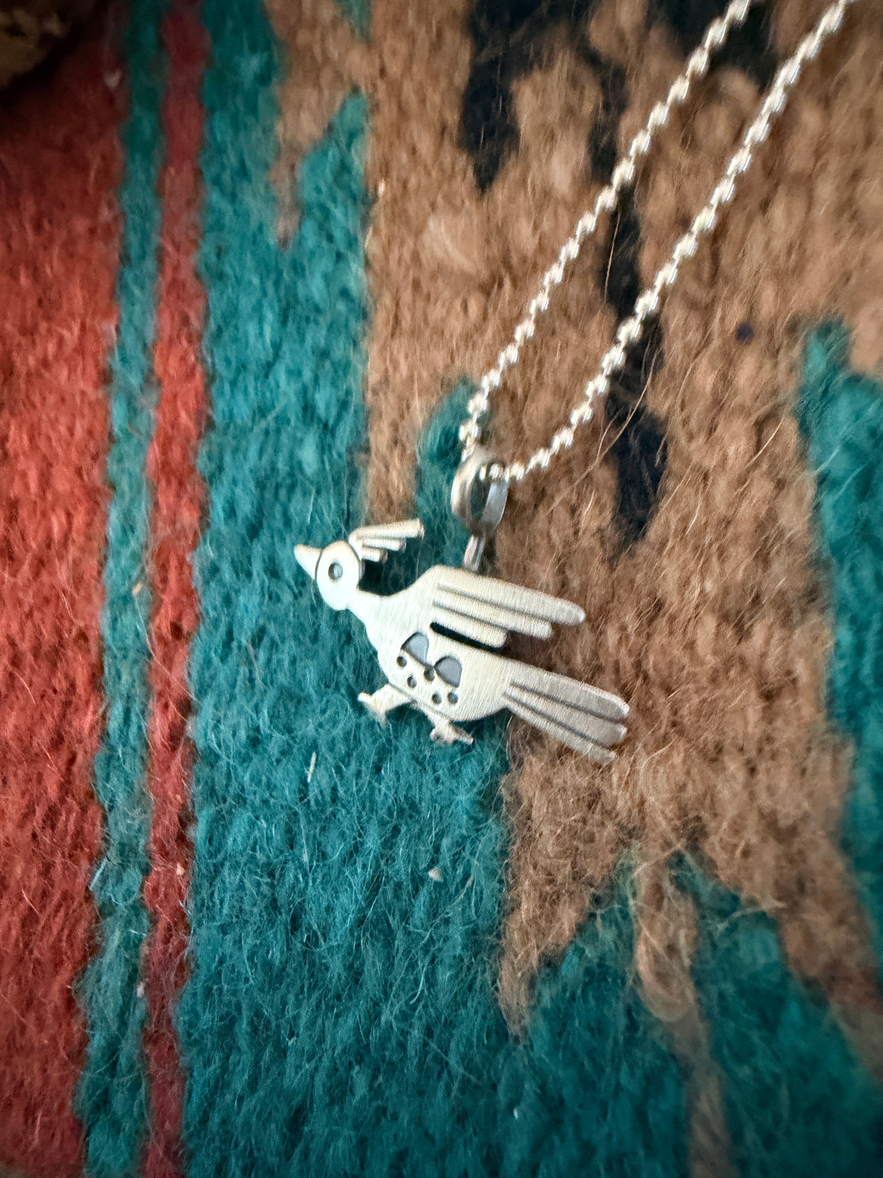 Handcrafted Sterling Silver Roadrunner Pendant