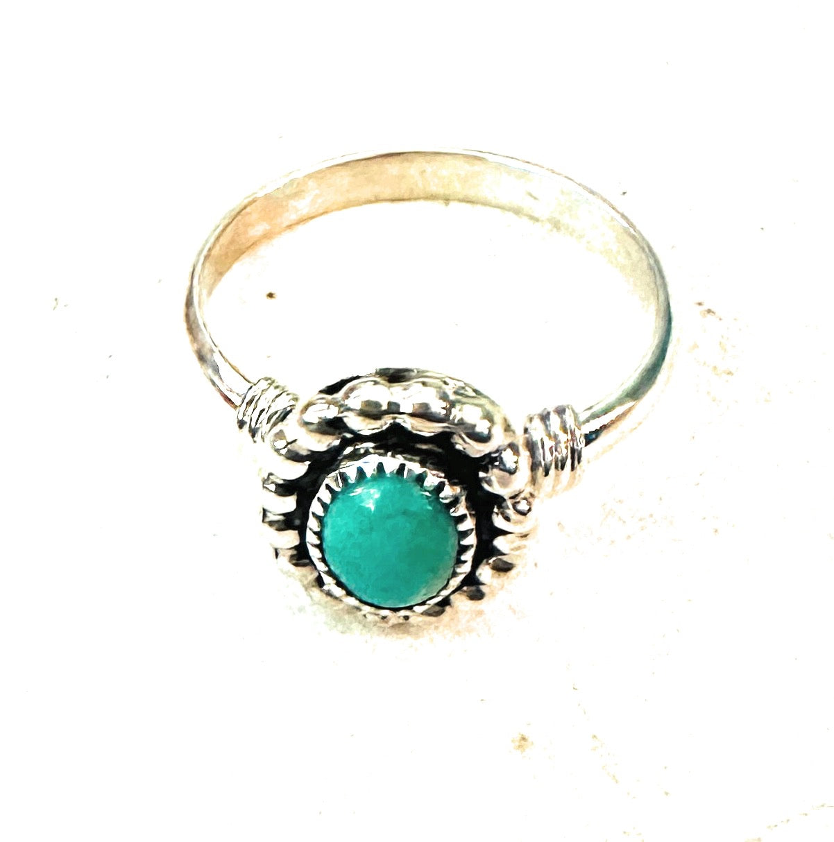 Navajo Turquoise & Sterling Silver Shadowbox Ring Size 5.75