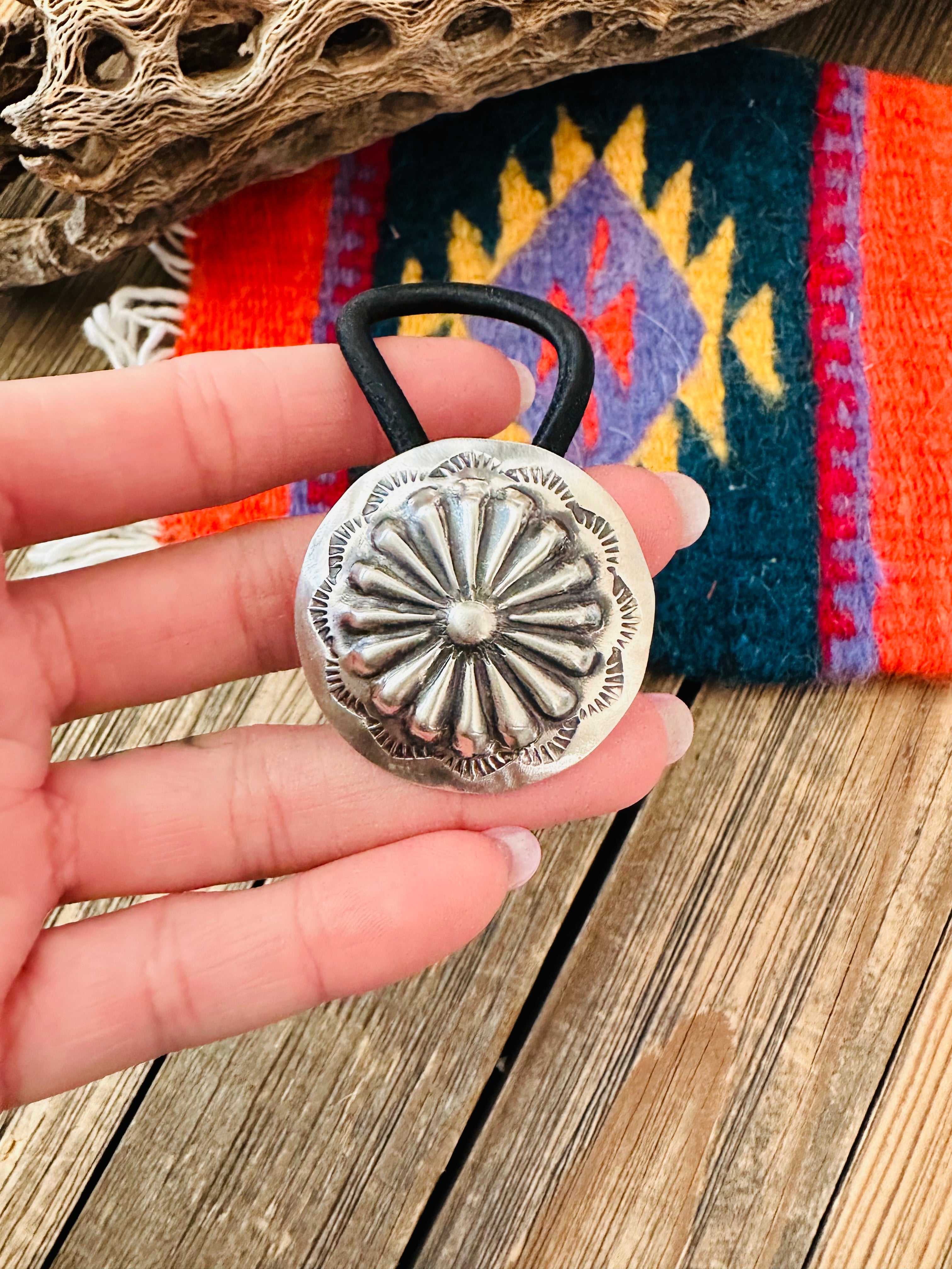 Navajo Sterling Silver Hand Stamped Hair Tie