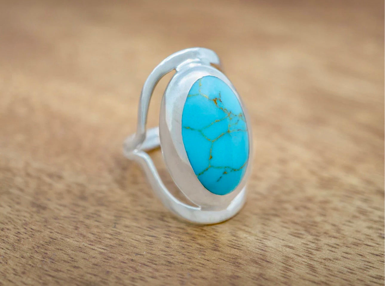 Oval Frame Turquoise Sterling Silver Ring